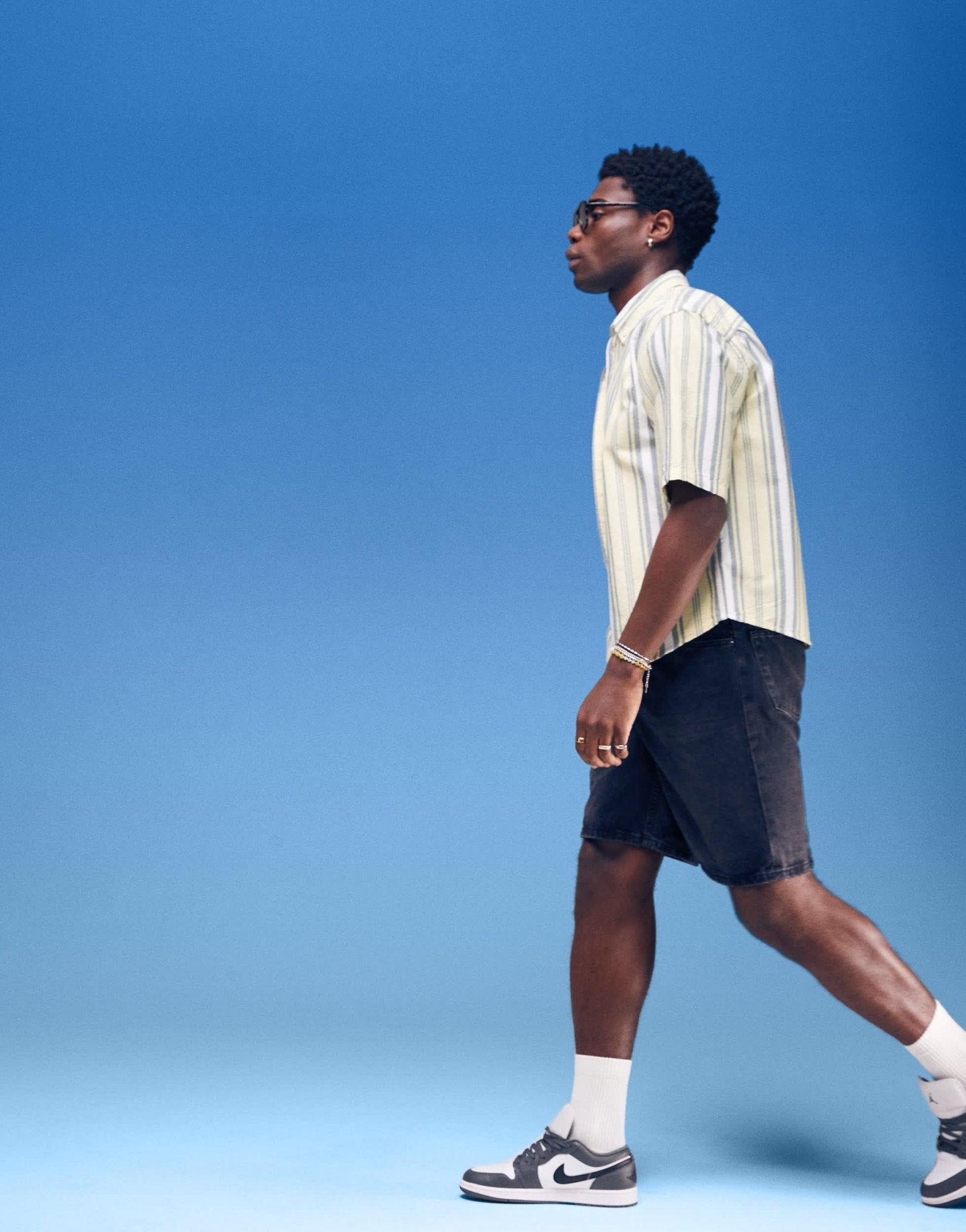 Weekday short sleeve shirt in yellow stripe - ASOS Sample Sale
