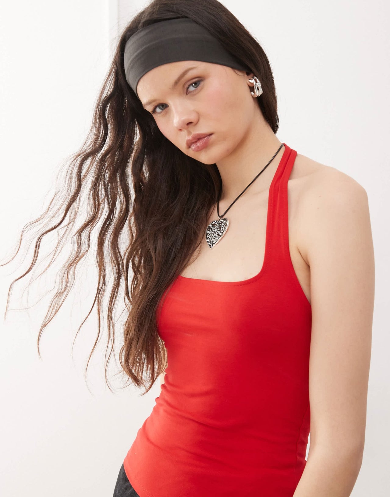 Weekday slim fit square halter neck top in red - ASOS Sample Sale
