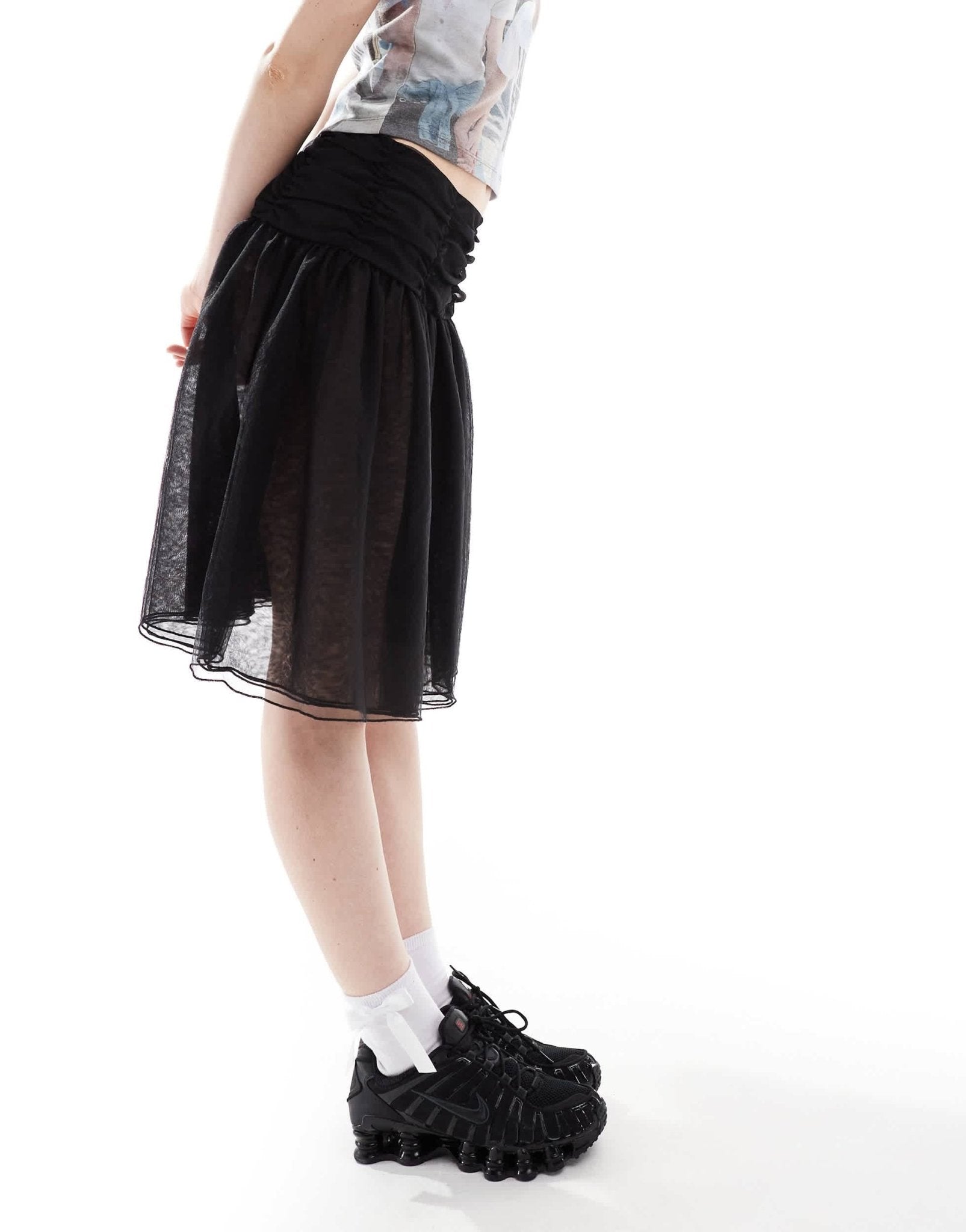 Weekday Sookie layered tulle midi skirt in black - ASOS Sample Sale