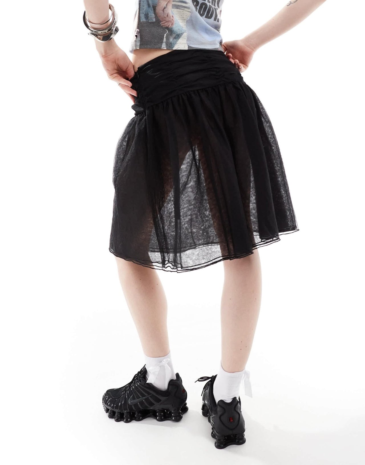 Weekday Sookie layered tulle midi skirt in black - ASOS Sample Sale