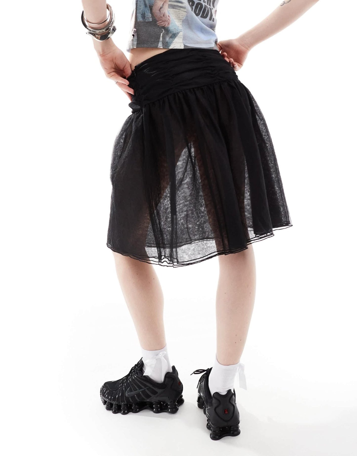 Weekday Sookie layered tulle midi skirt in black - ASOS Sample Sale