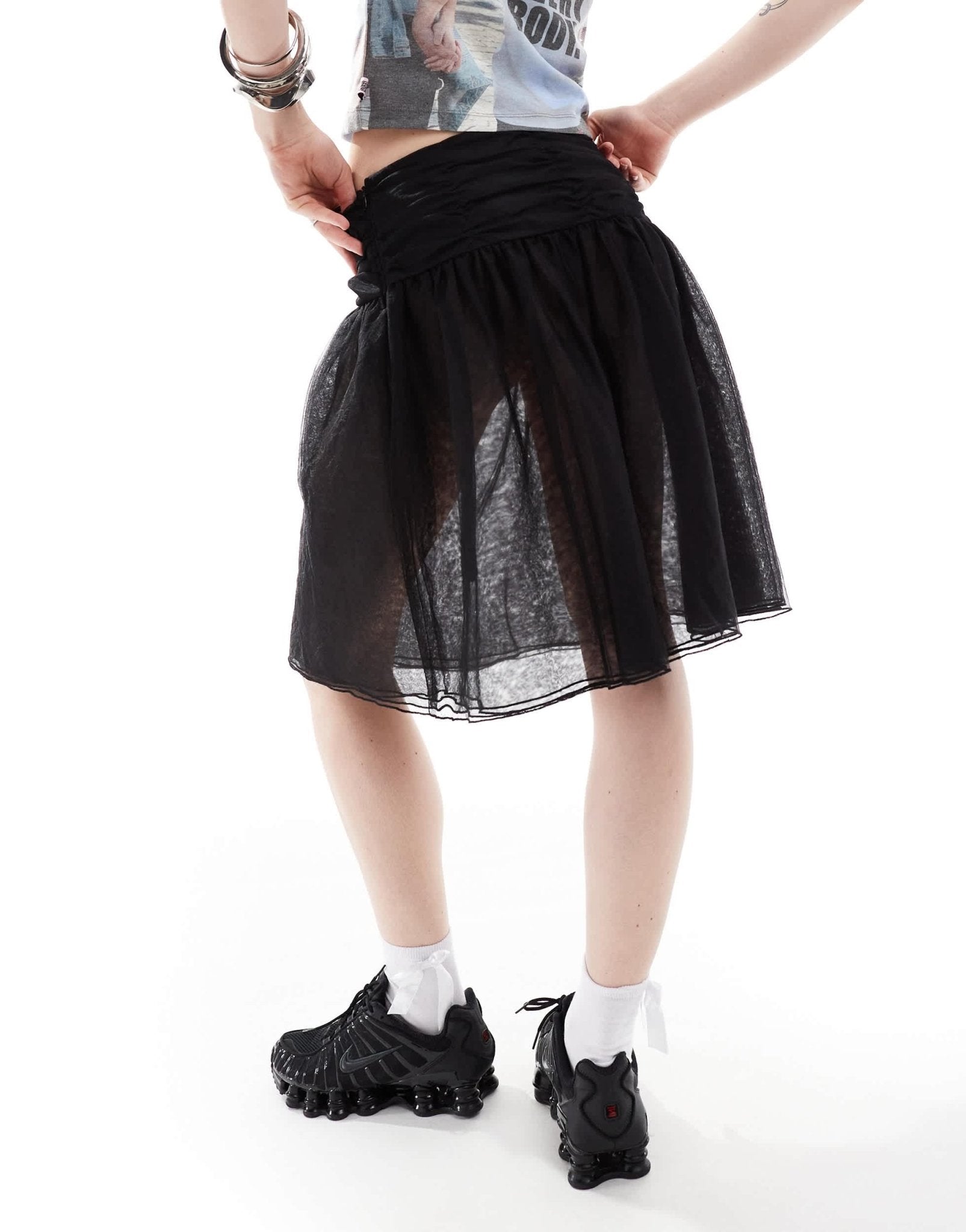Weekday Sookie layered tulle midi skirt in black - ASOS Sample Sale