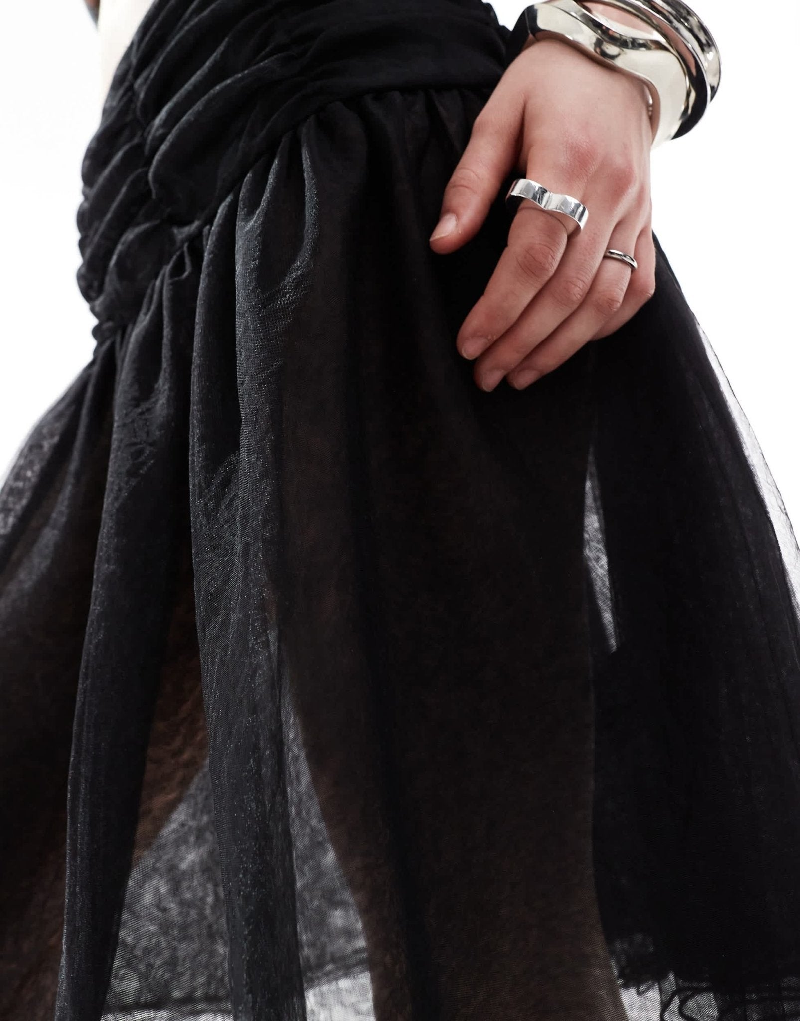 Weekday Sookie layered tulle midi skirt in black - ASOS Sample Sale