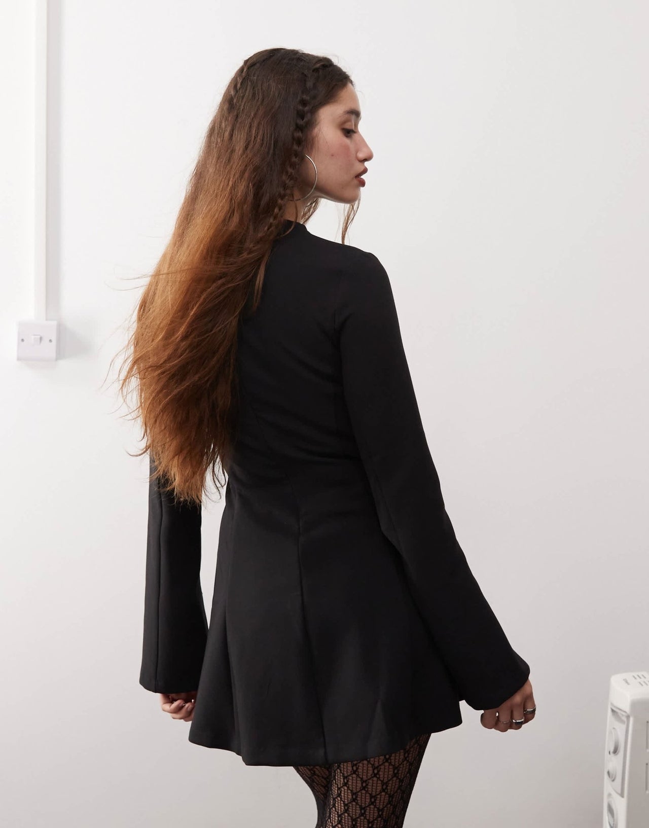 Weekday structured long sleeve mini dress in black - ASOS Sample Sale