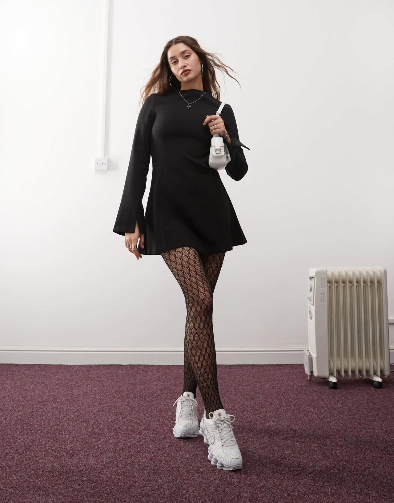 Weekday structured long sleeve mini dress in black - ASOS Sample Sale