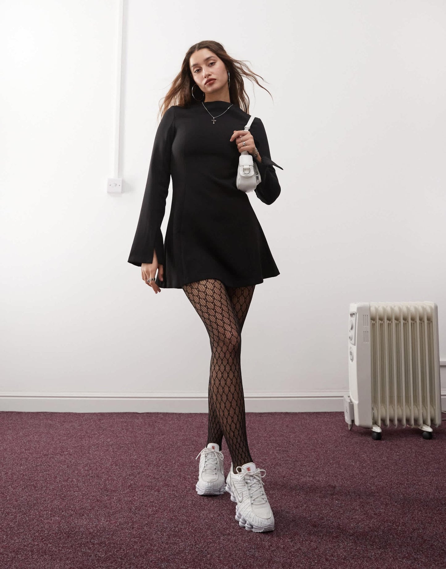 Weekday structured long sleeve mini dress in black - ASOS Sample Sale