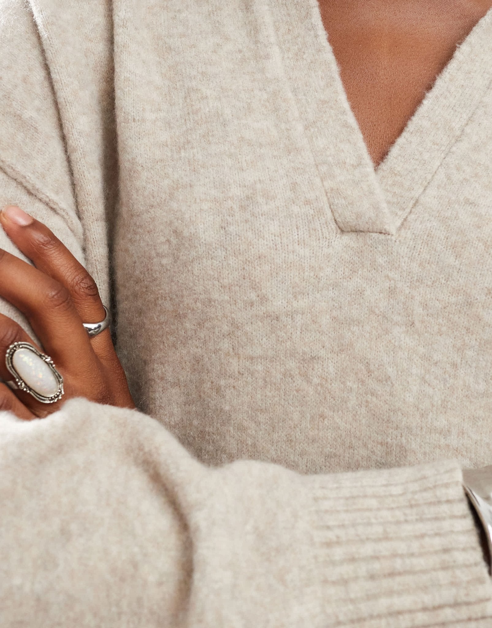 Weekday Tahlia polo collar knitted mini dress in light beige melange exclusive to ASOS - ASOS Sample Sale