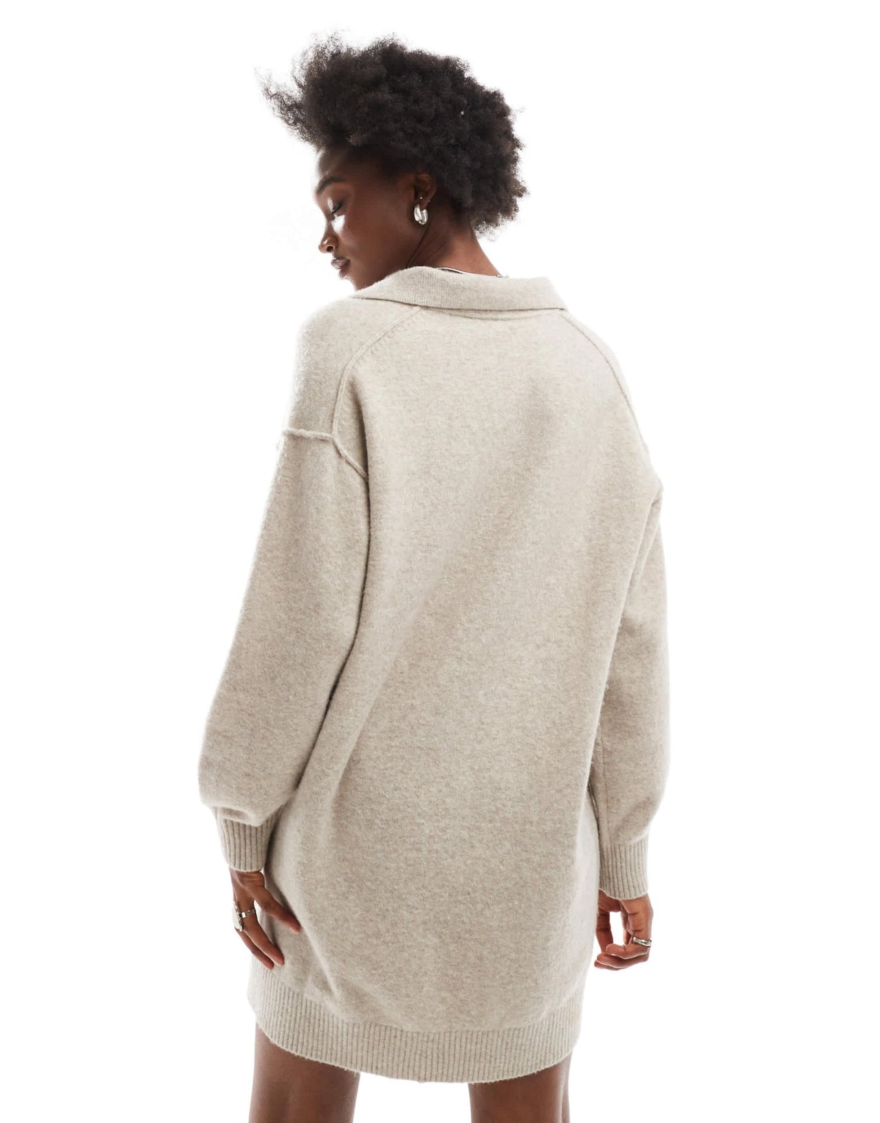 Weekday Tahlia polo collar knitted mini dress in light beige melange exclusive to ASOS - ASOS Sample Sale