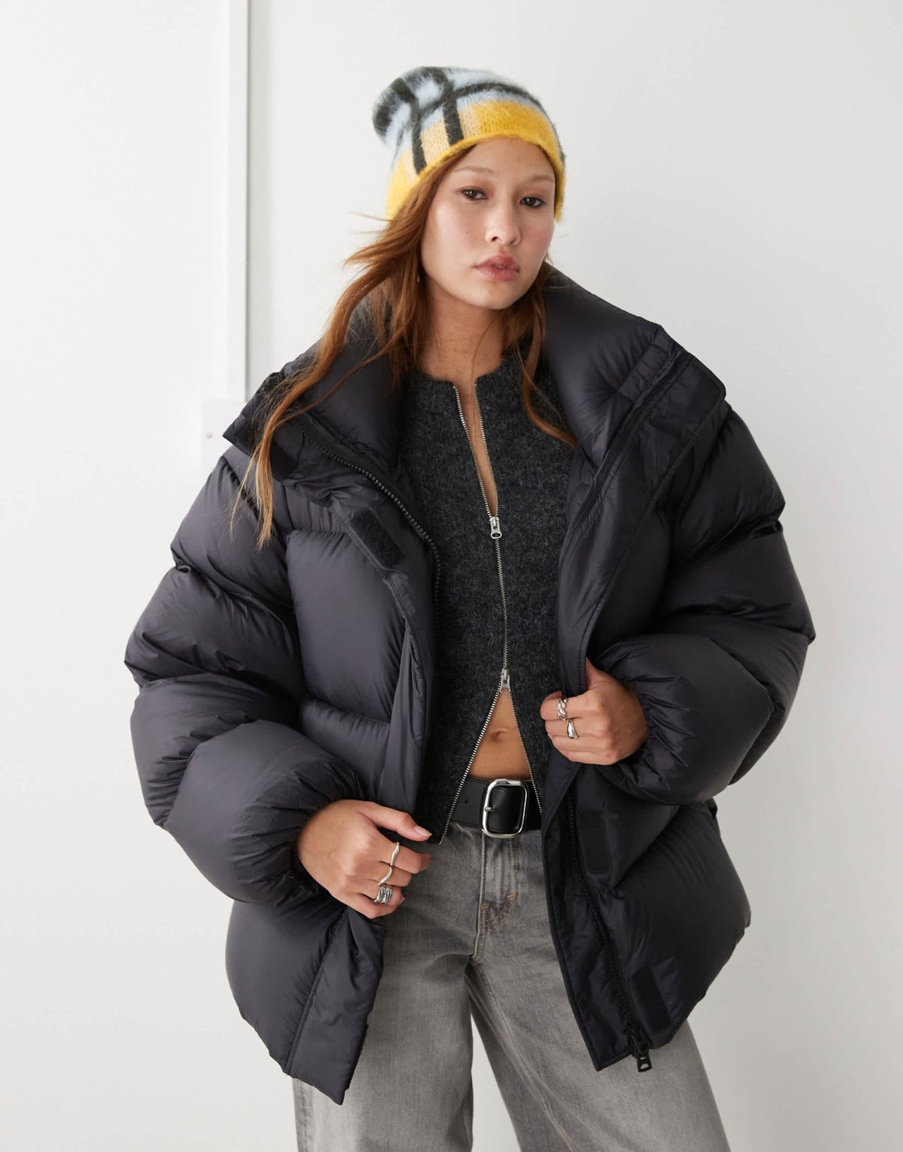 Weekday Ten oversized down puffer coat in black - ASOS Sample Sale