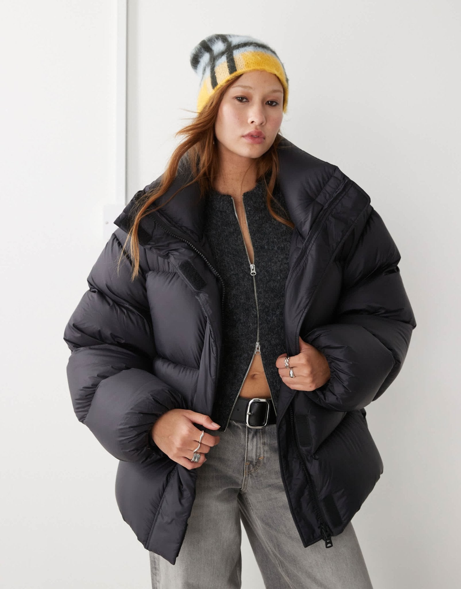 Weekday Ten oversized down puffer coat in black - ASOS Sample Sale