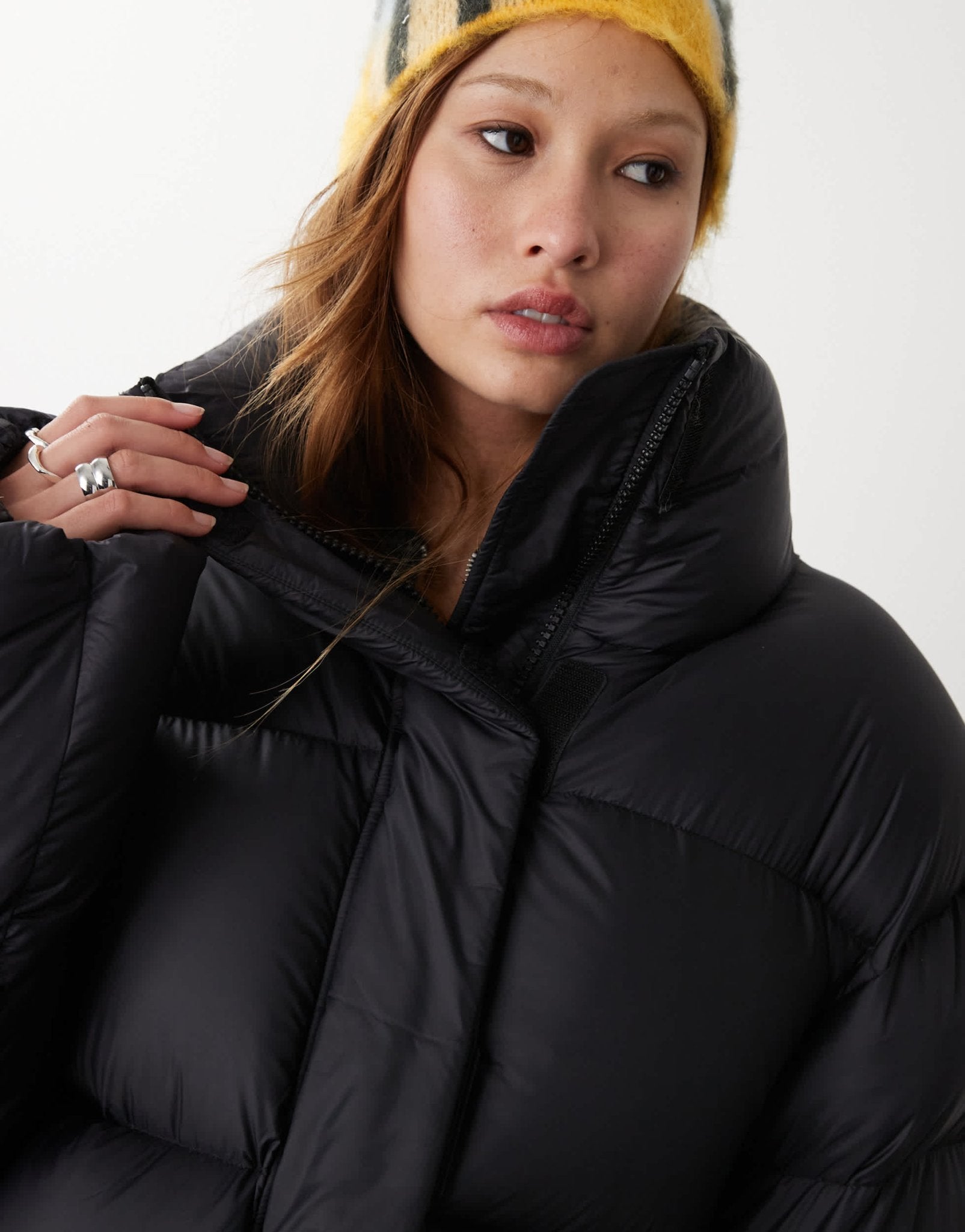 Weekday Ten oversized down puffer coat in black - ASOS Sample Sale