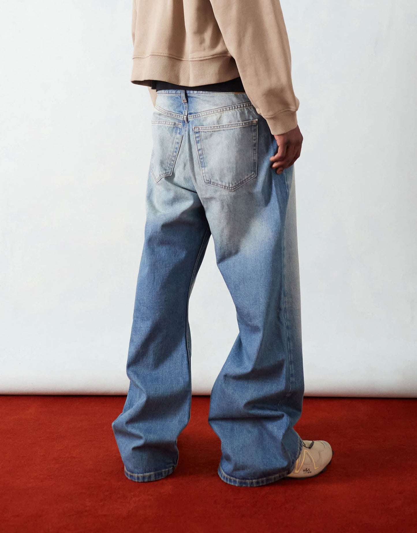 Weekday Time loose fit bootcut jeans in streaky blue wash - ASOS Sample Sale