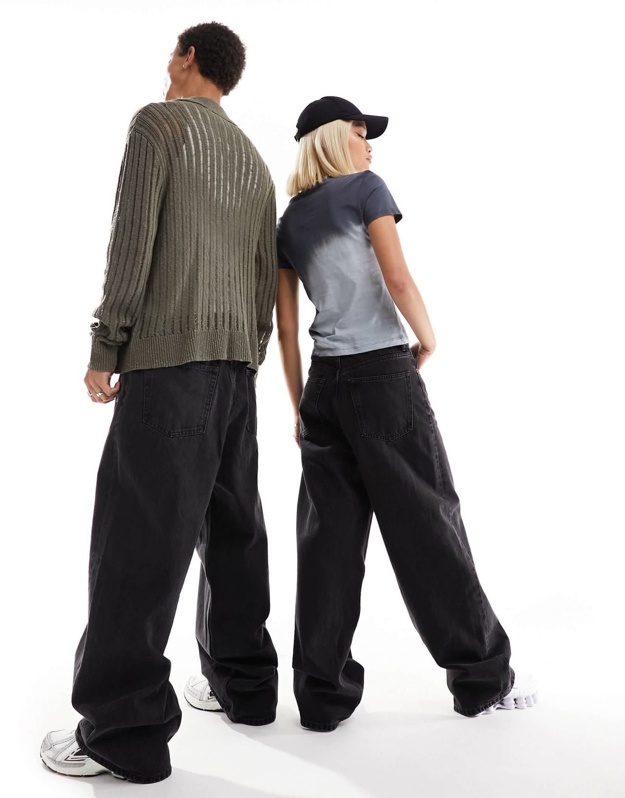 Weekday Unisex Astro loose fit wide leg jeans in tuned black - ASOS Sample Sale