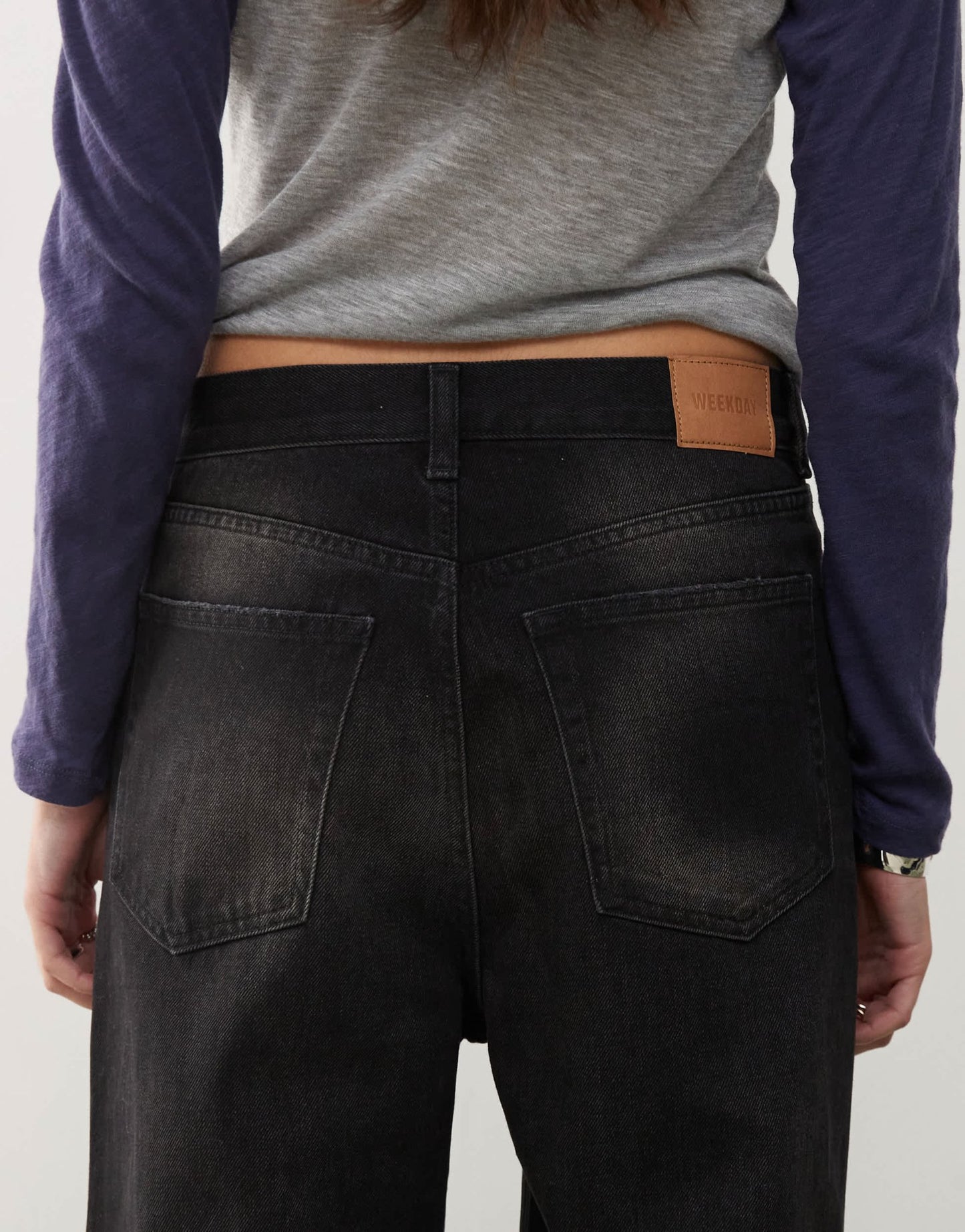 Weekday Unisex Galaxy extreme distressed baggy jeans in washed black - ASOS Sample Sale