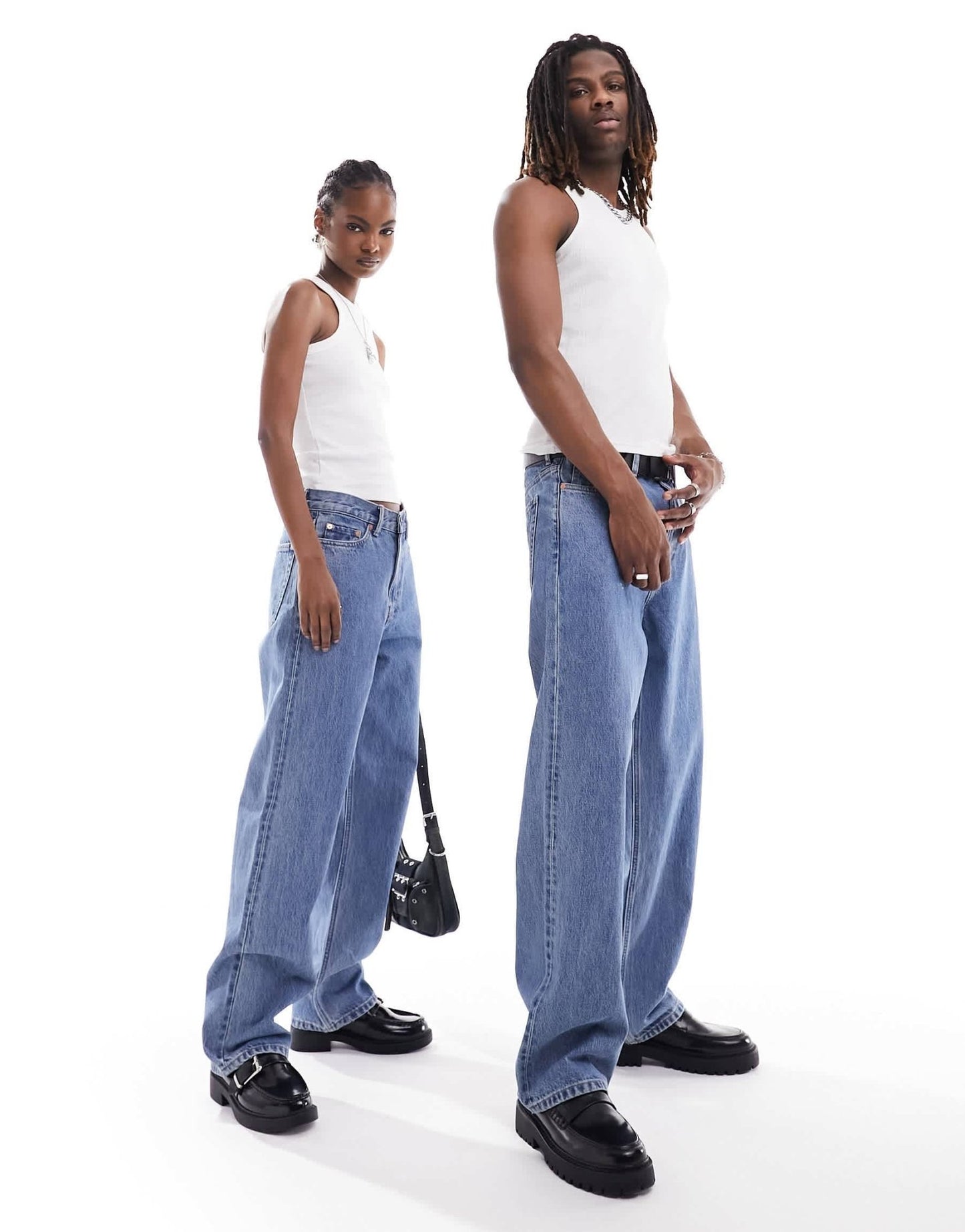 Weekday Unisex Galaxy loose fit straight leg jeans in 90's blue - ASOS Sample Sale