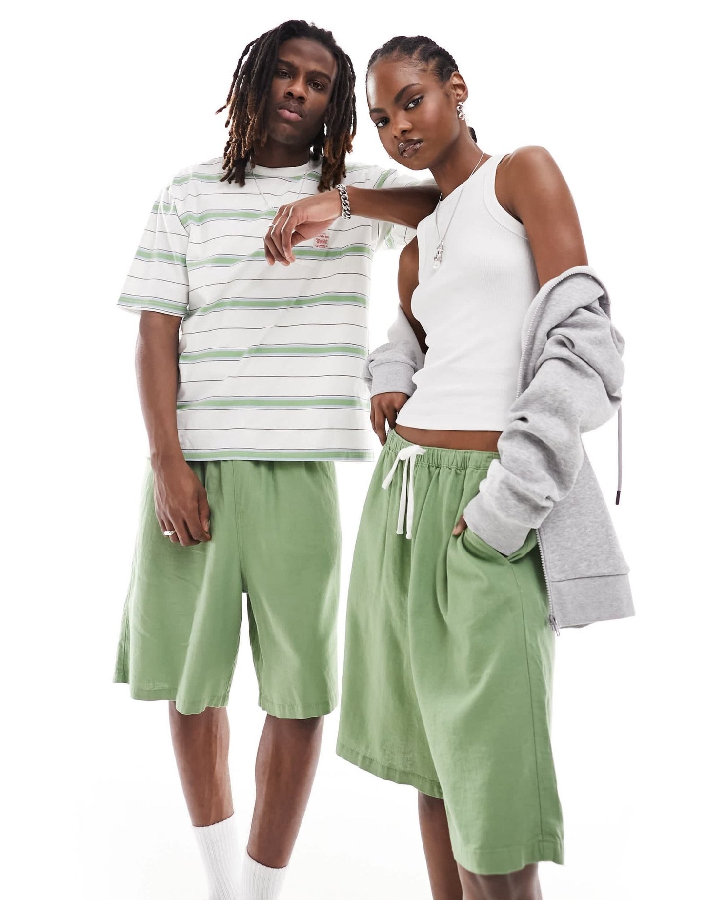 Weekday Unisex Patrik linen shorts in green exclusive to ASOS - ASOS Sample Sale