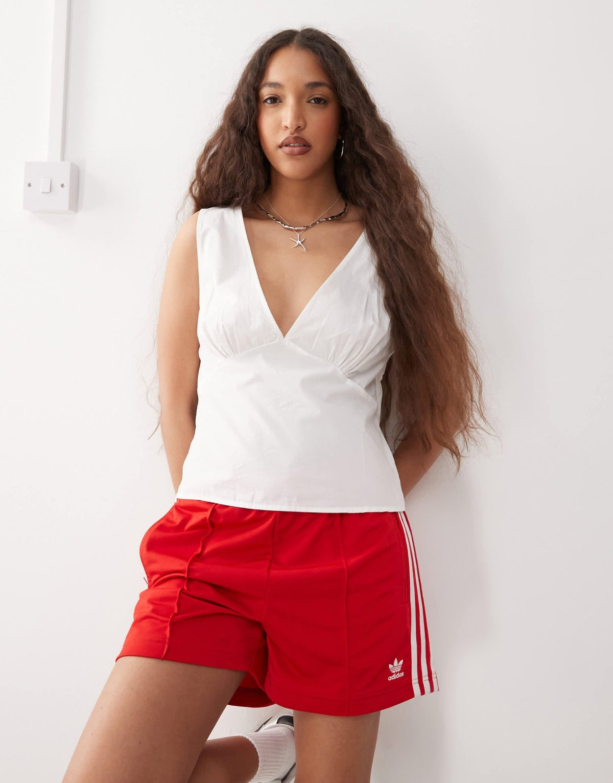 Weekday v neck top in white - ASOS Sample Sale