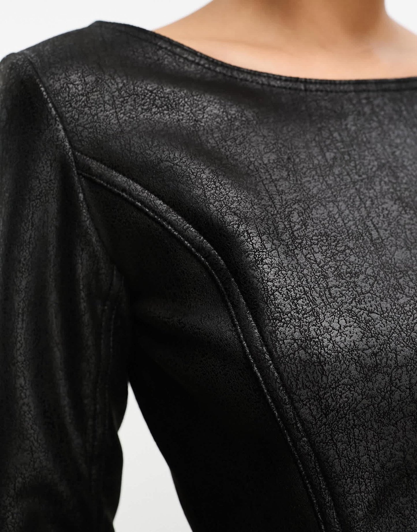 Weekday Valia faux leather long sleeve mini dress in black - ASOS Sample Sale