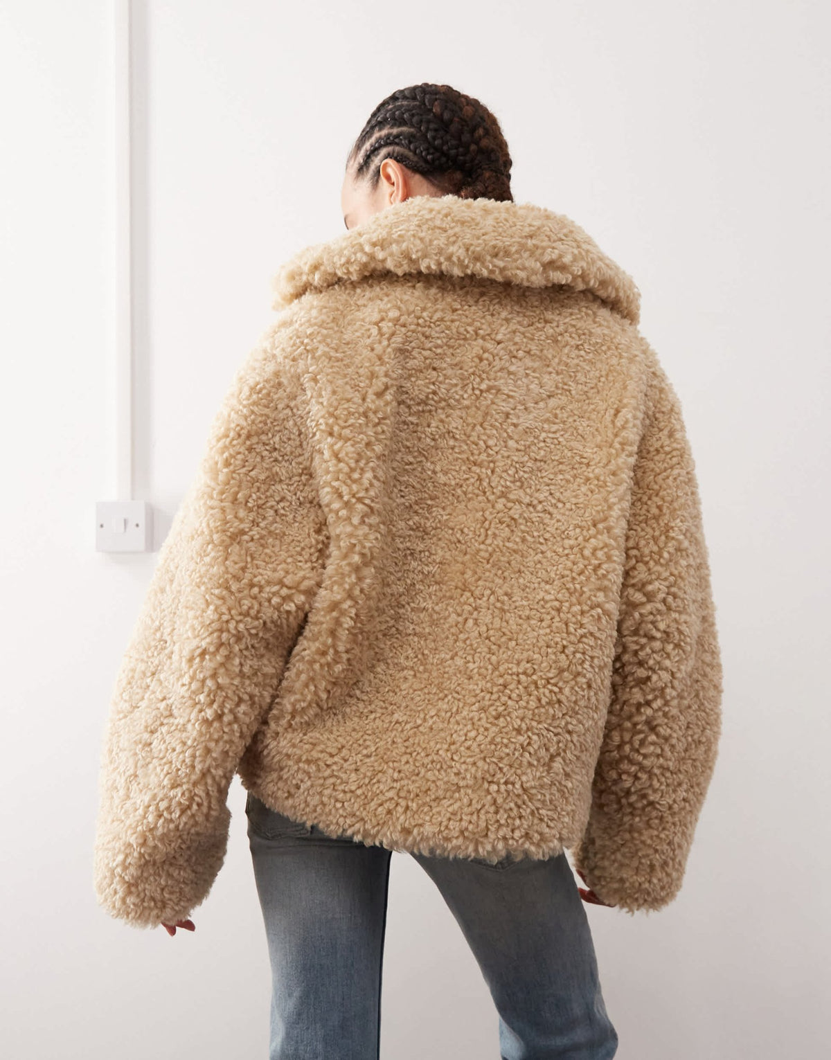Weekday Yara faux fur jacket in beige - ASOS Sample Sale