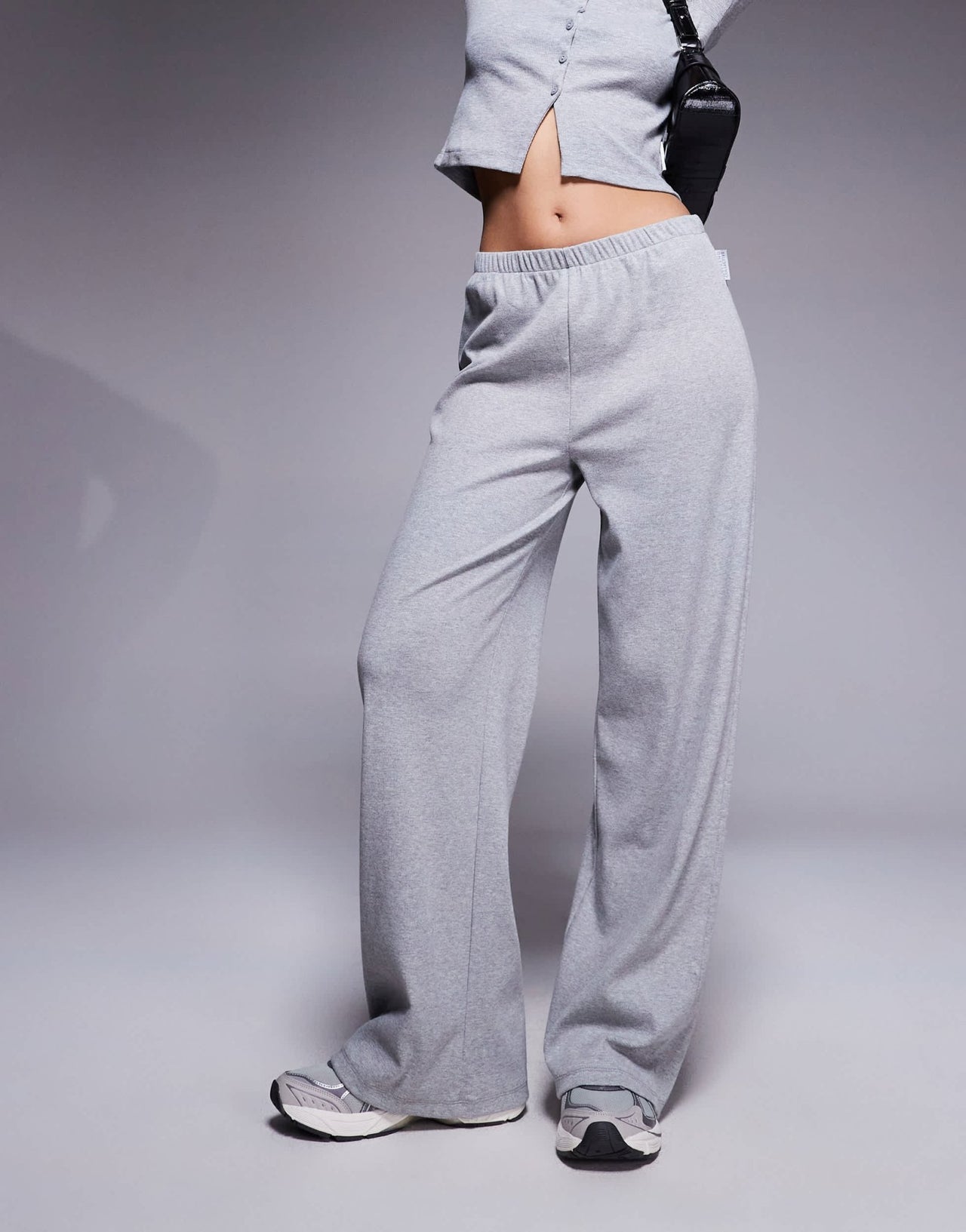 Weekend Collective co-ord ribbed wide leg joggers in grey - ASOS Sample Sale