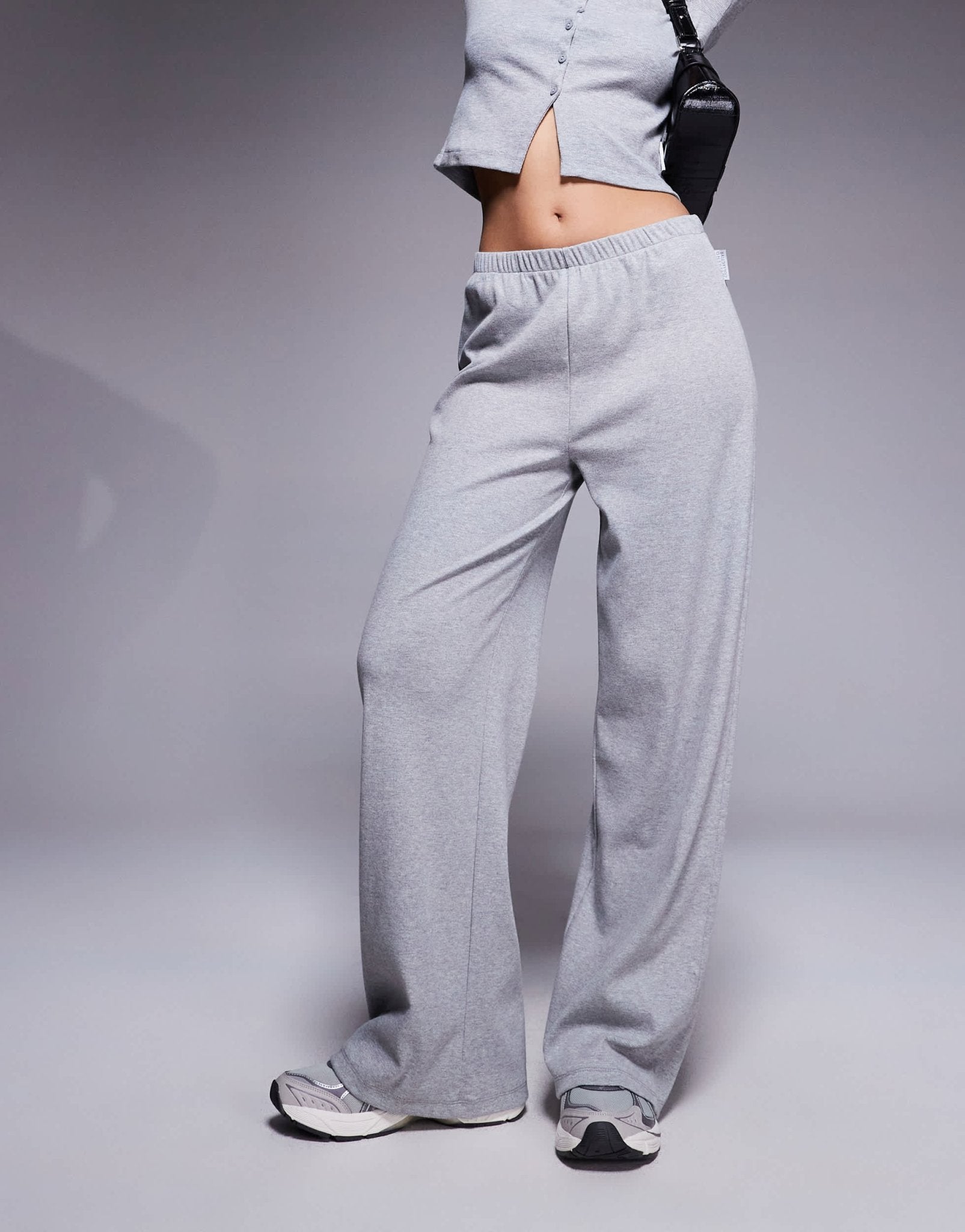 Weekend Collective co-ord ribbed wide leg joggers in grey - ASOS Sample Sale