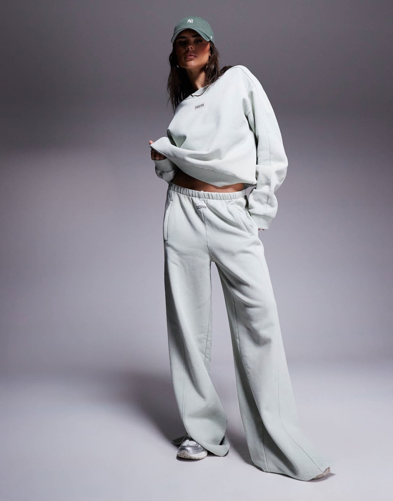 Weekend Collective co-ord seamed sweatshirt in washed sage green - ASOS Sample Sale