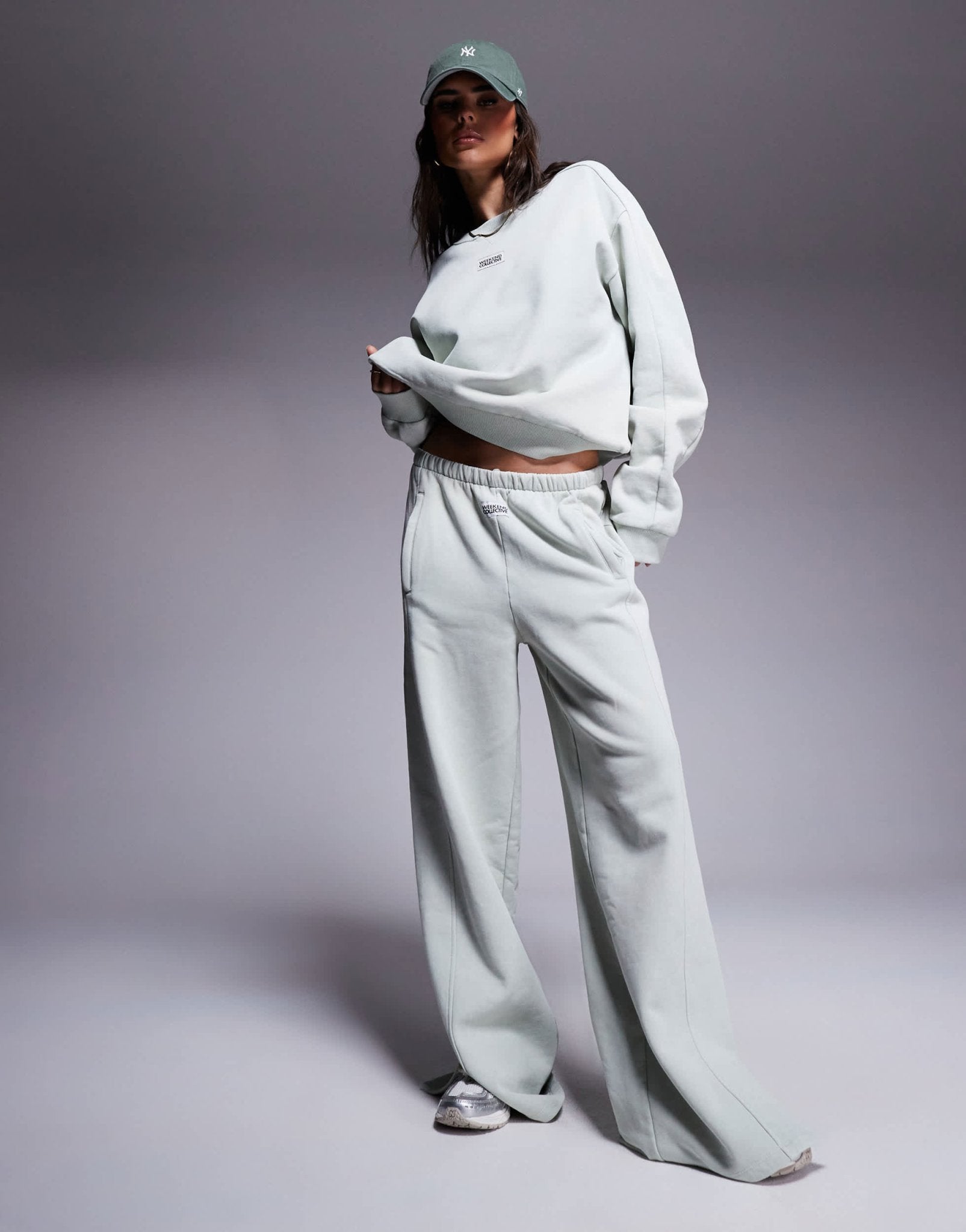 Weekend Collective co-ord seamed sweatshirt in washed sage green - ASOS Sample Sale