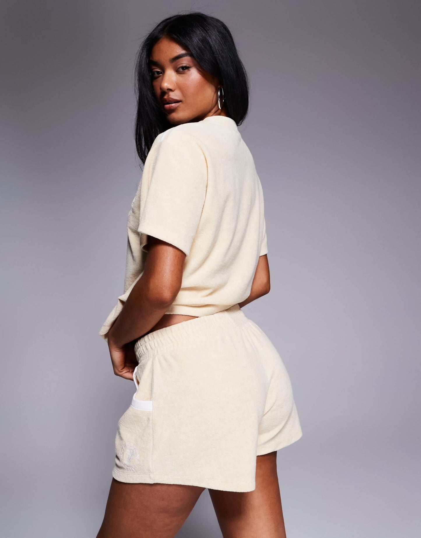 Weekend Collective co-ord short with towelling in buttermilk - ASOS Sample Sale