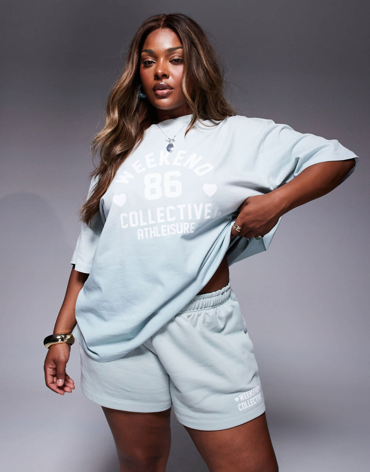 Weekend Collective Curve Co-ord short in ombre heart print in sage green - ASOS Sample Sale