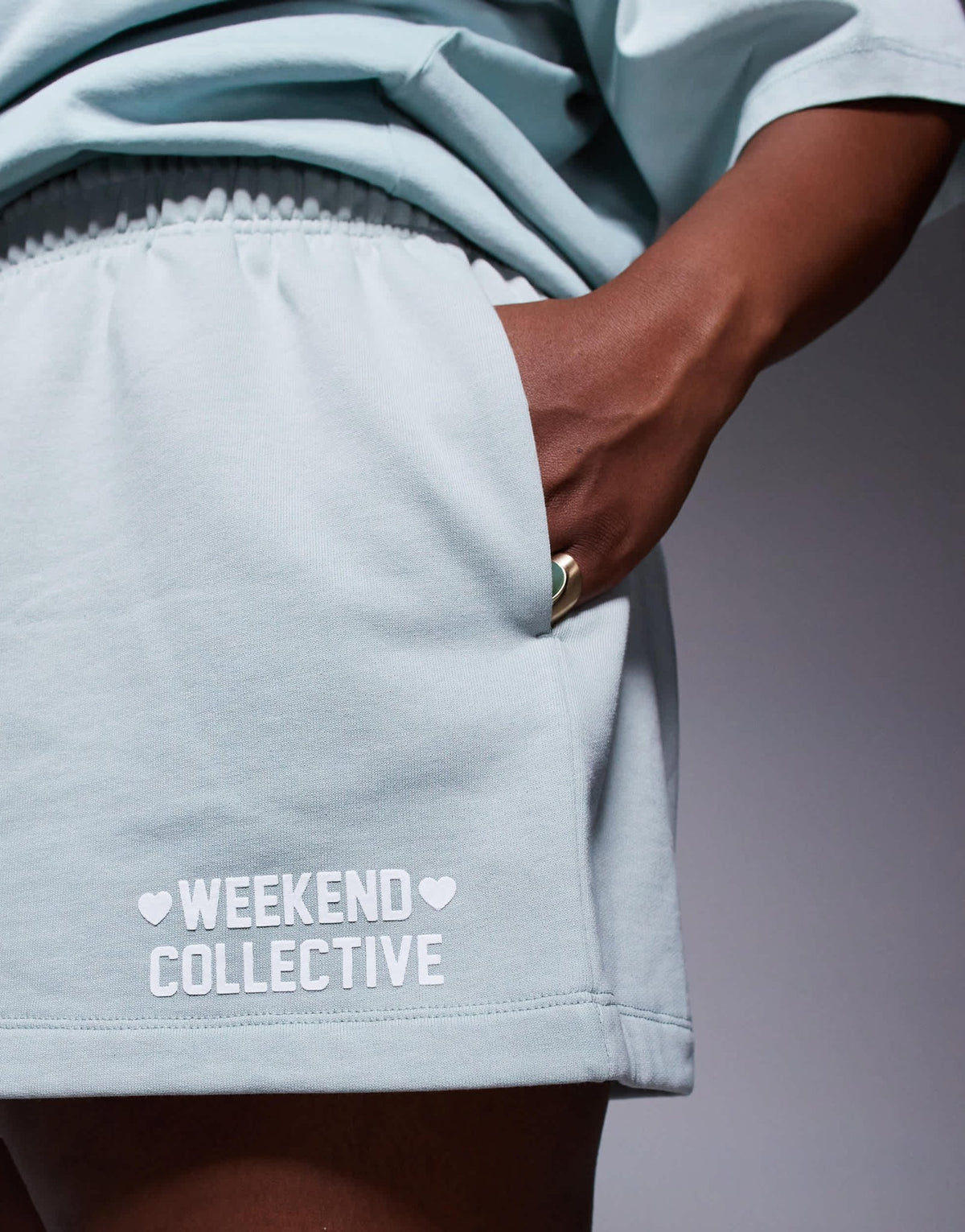 Weekend Collective Curve Co-ord short in ombre heart print in sage green - ASOS Sample Sale