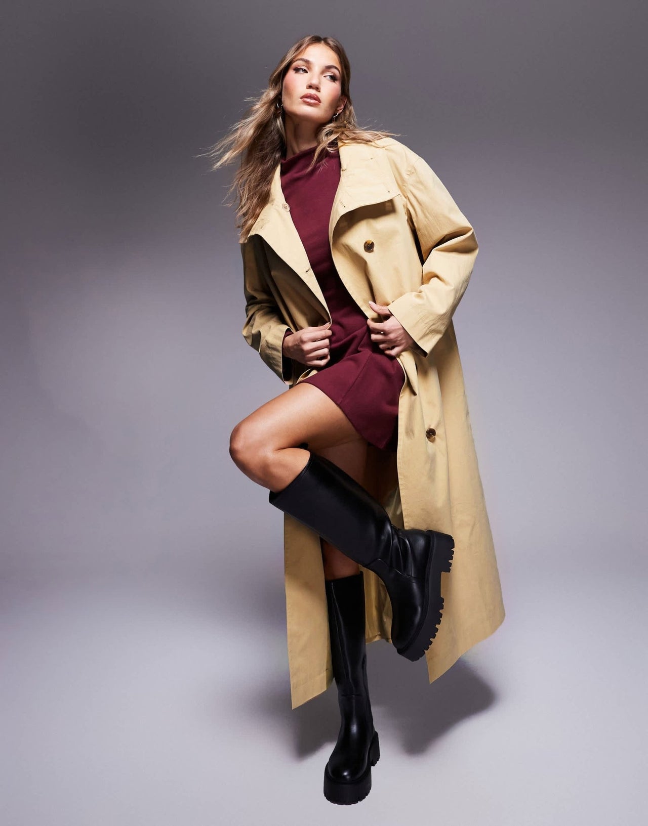 Weekend Collective funnel neck trench coat in camel - ASOS Sample Sale