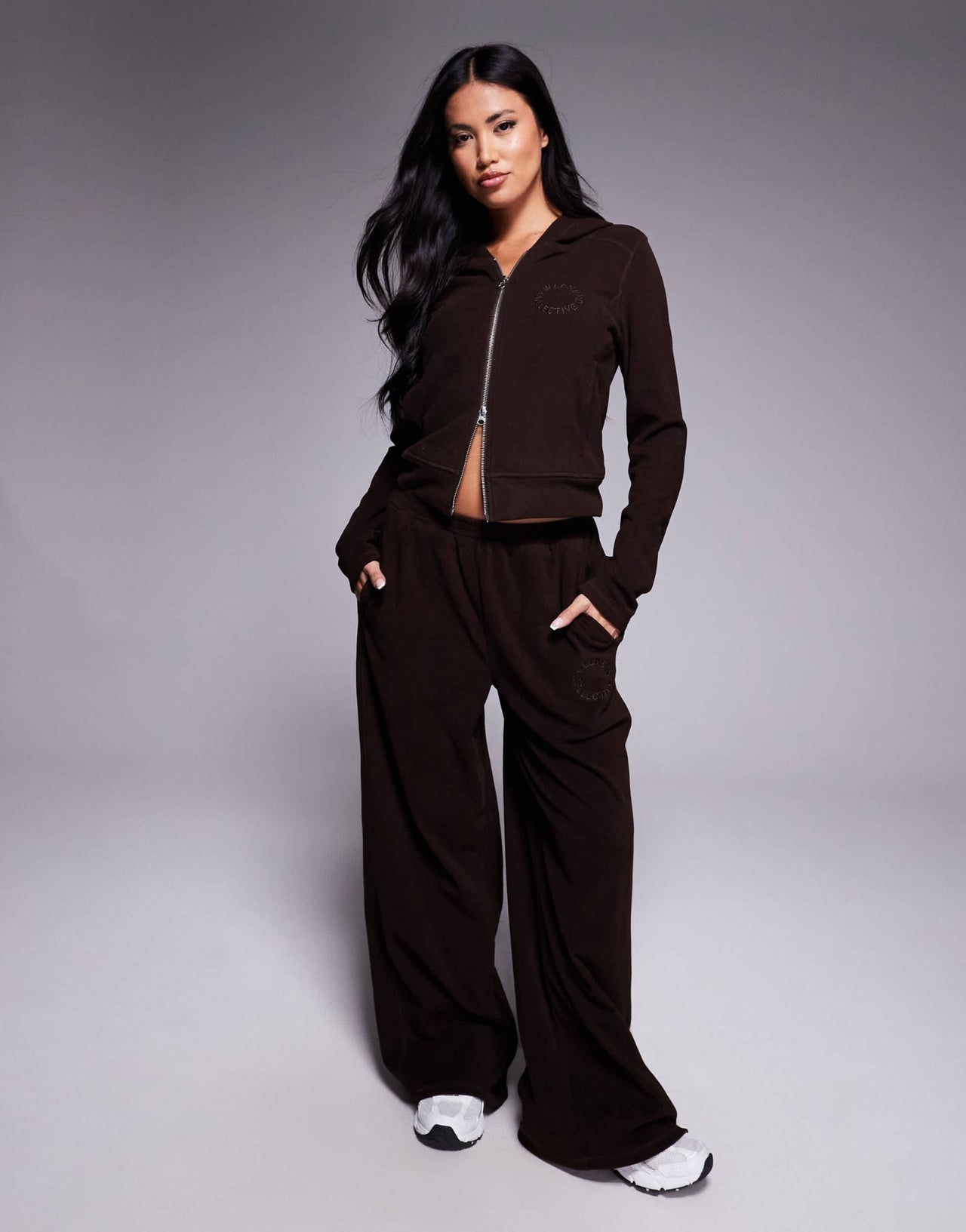 Weekend Collective stretch micro fleece co-ord wide leg trouser in chocolate - ASOS Sample Sale