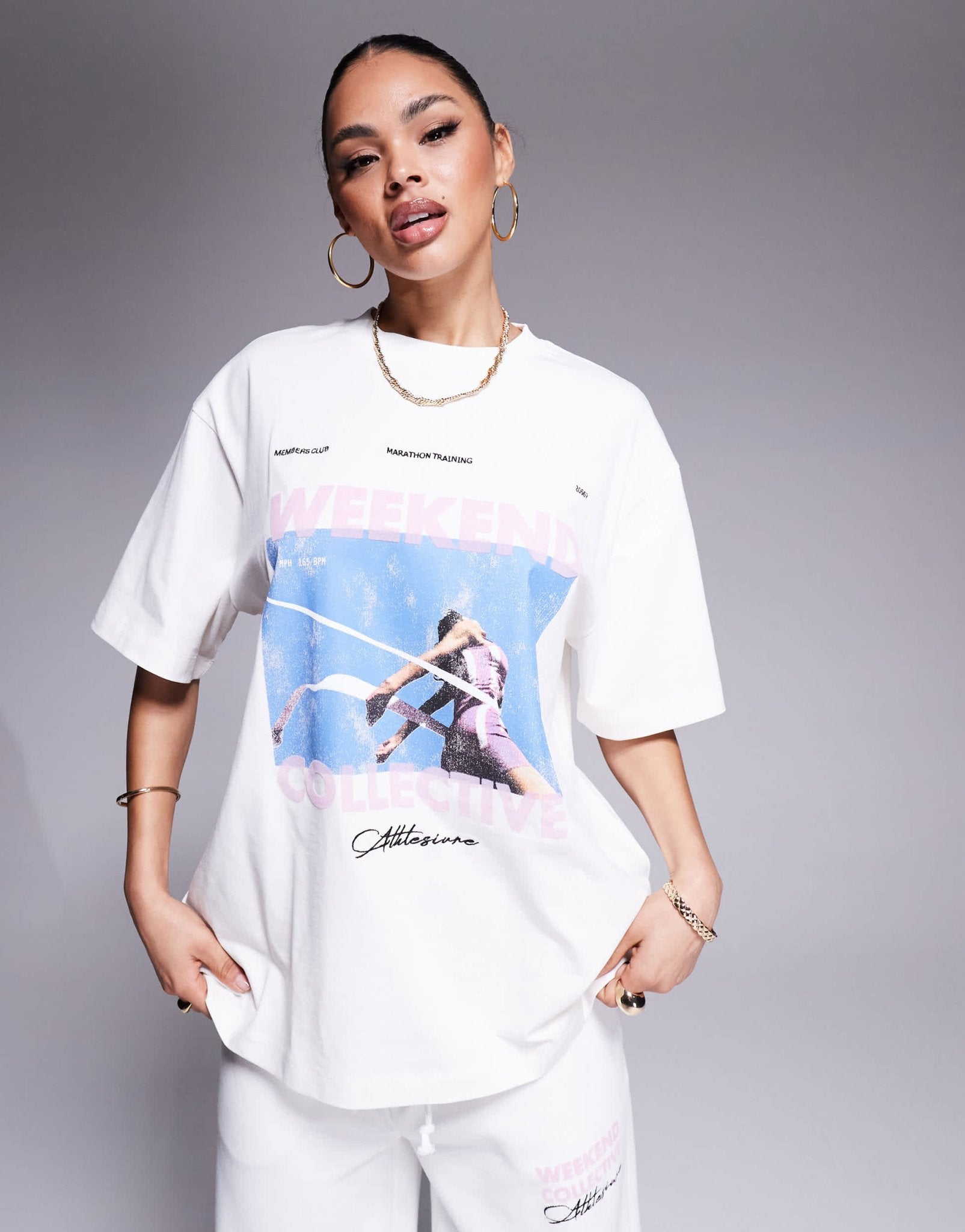 Weekend Collective tshirt co - ord with runner graphic - ASOS Sample Sale