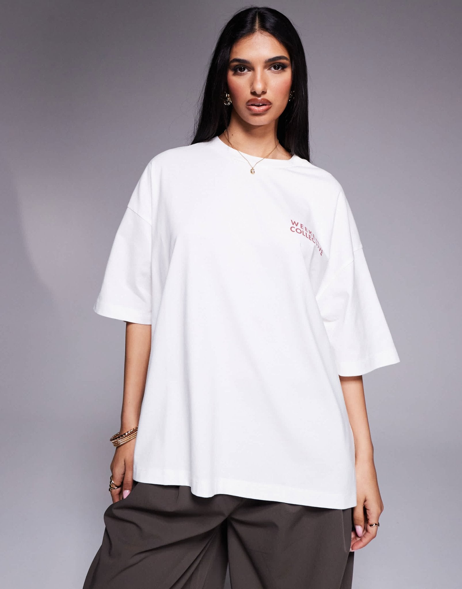 Weekend Collective tshirt with floral graphic in stone - ASOS Sample Sale