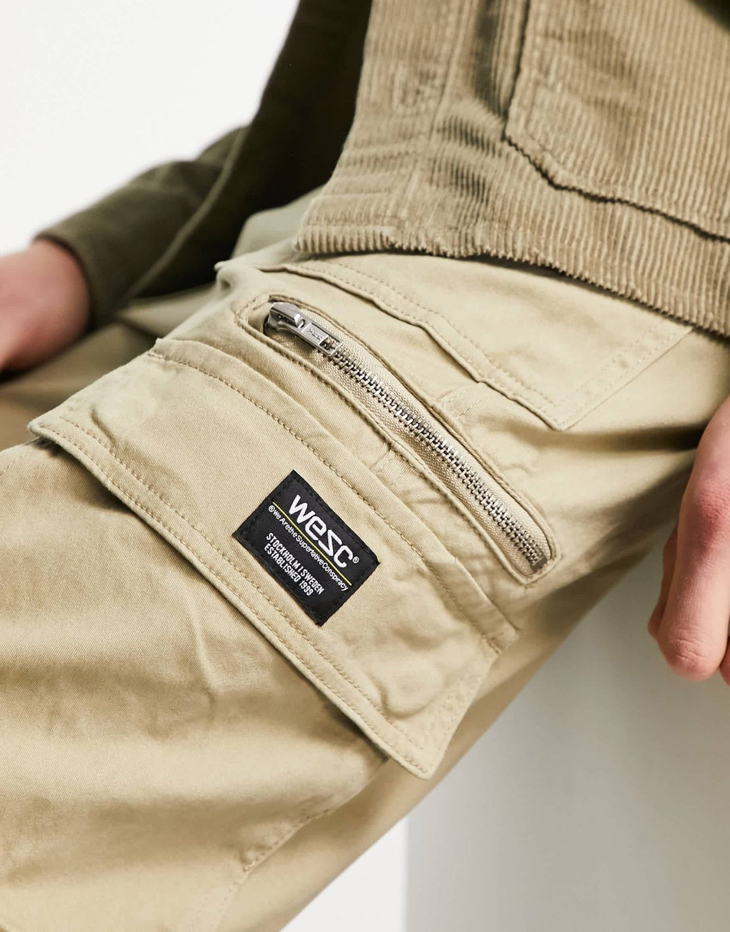 WESC tapered cargos in beige - ASOS Sample Sale