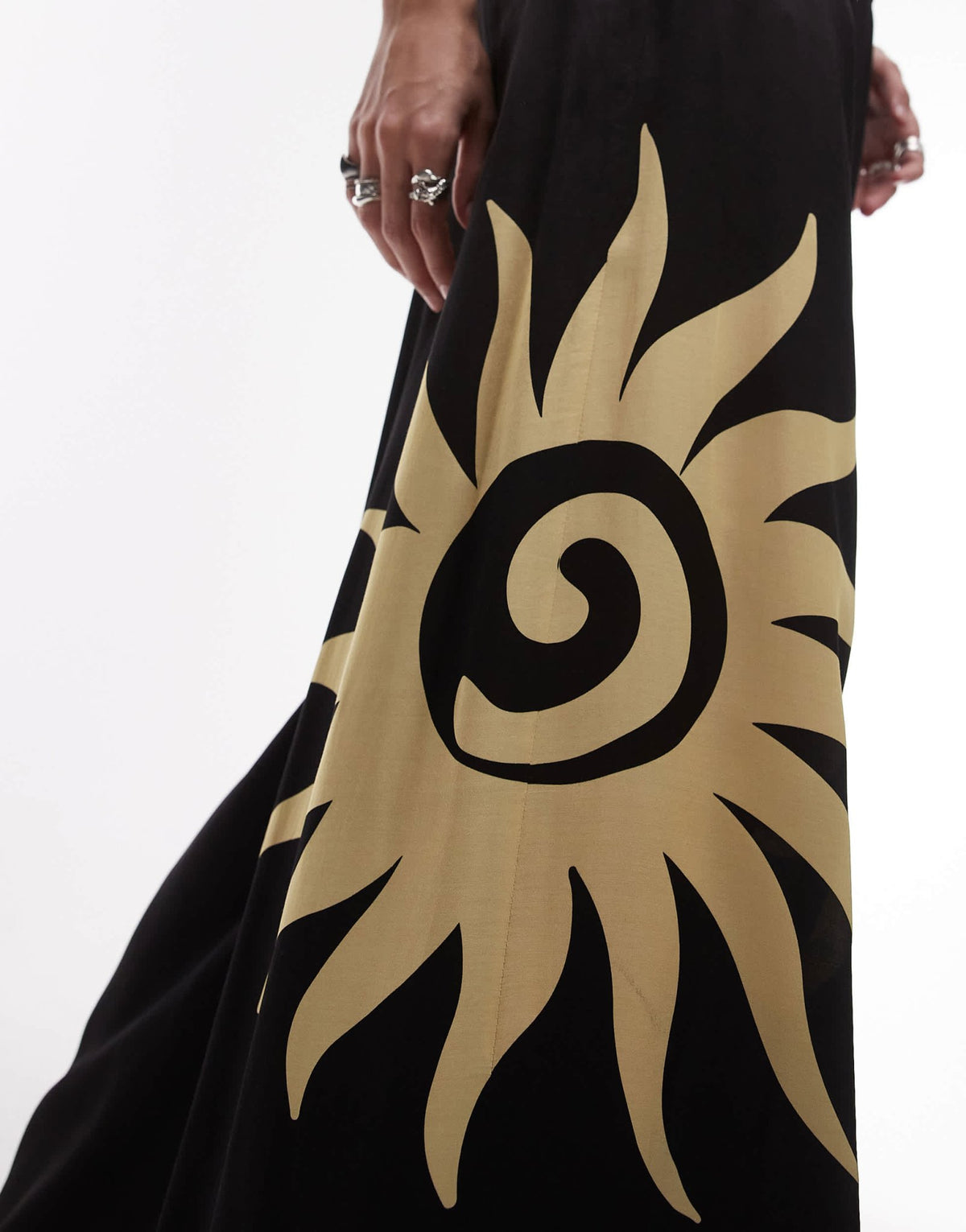WeWoreWhat sun wave placement wide leg beach pants in black - ASOS Sample Sale