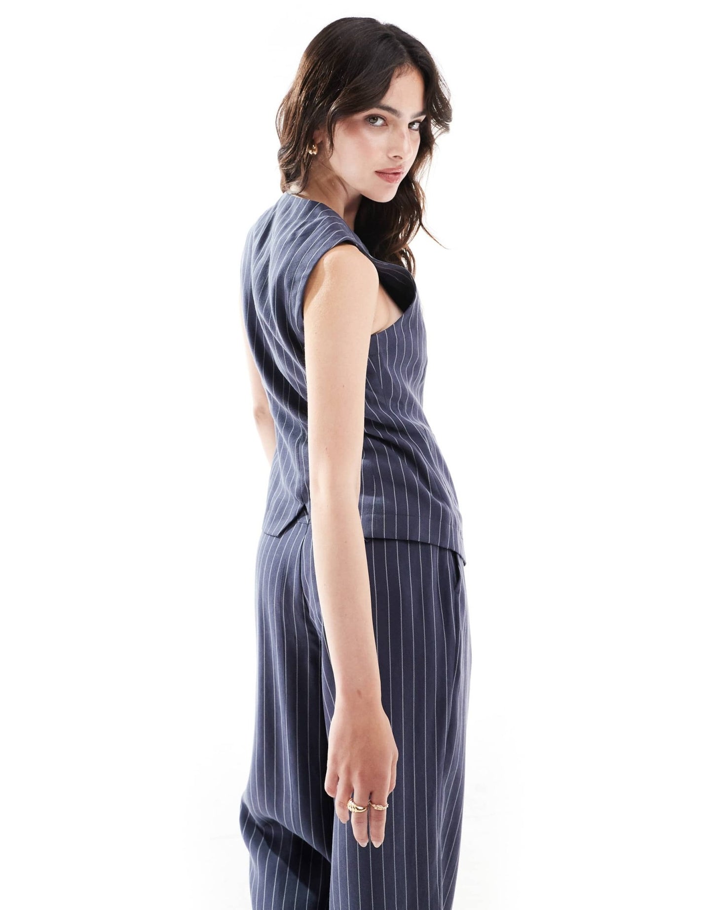 Whistles pinstripe waistcoat in navy co - ord - ASOS Sample Sale
