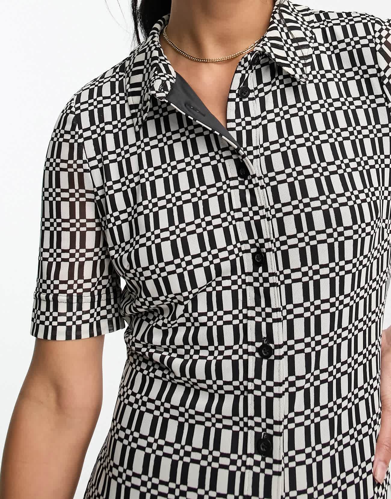 Whistles short sleeve midi sheer dress in geometric print - ASOS Sample Sale