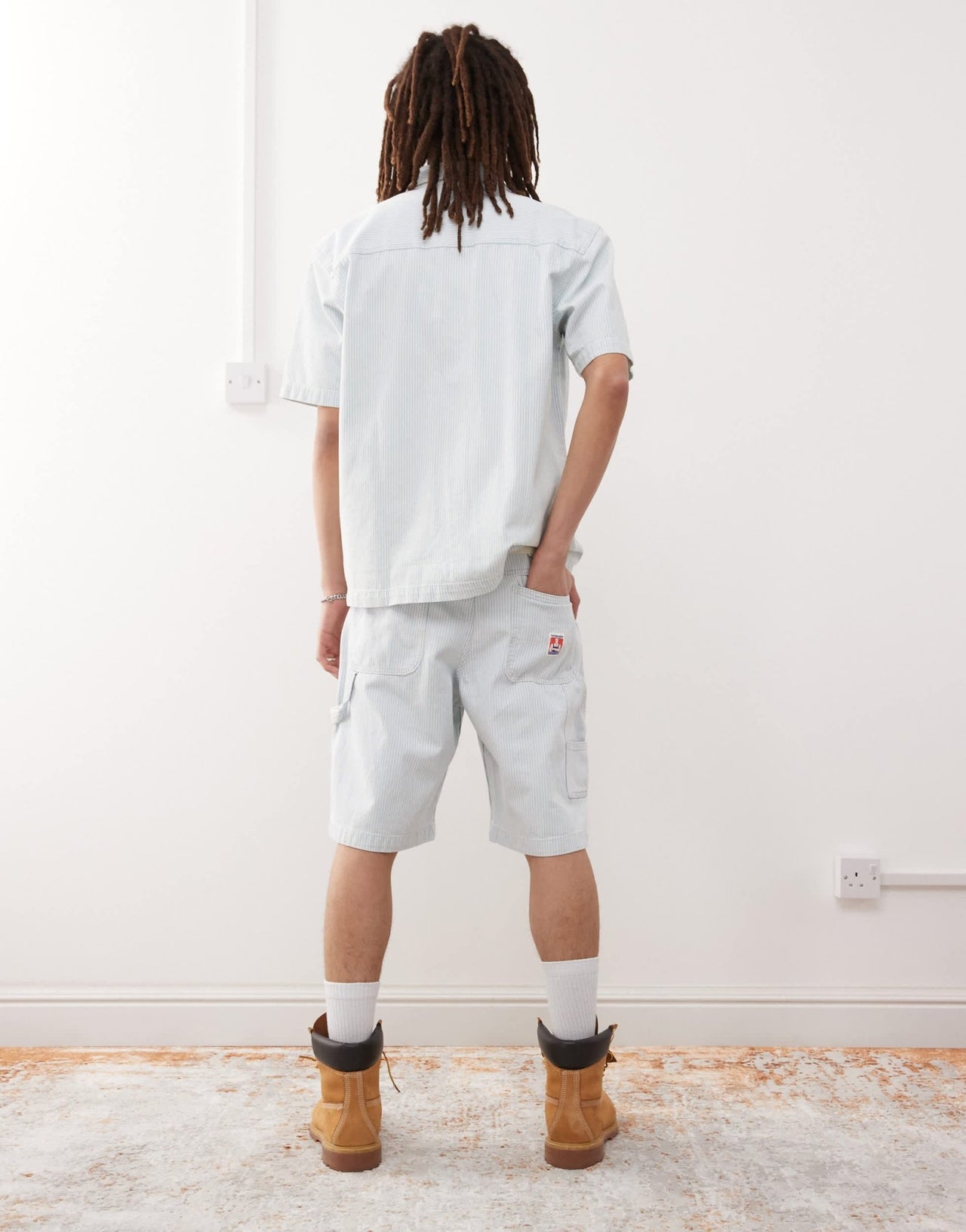 Wrangler Casey Jones workwear carpenter railroad stripe denim shorts in light wash CO - ORD - ASOS Sample Sale