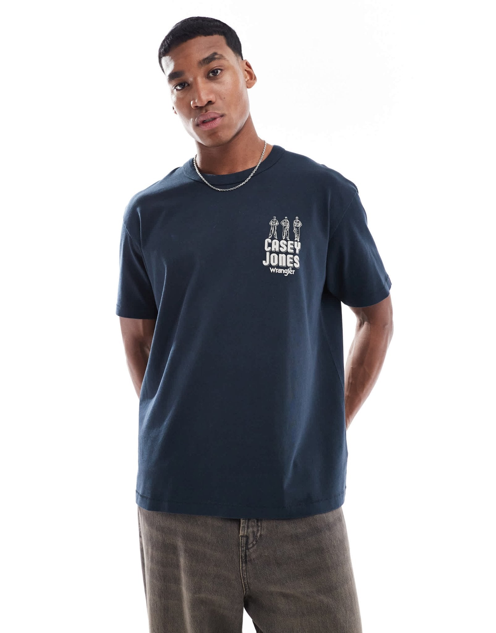Wrangler Casey Jones workwear logo vintage oversized heavyweight t-shirt in navy - ASOS Sample Sale
