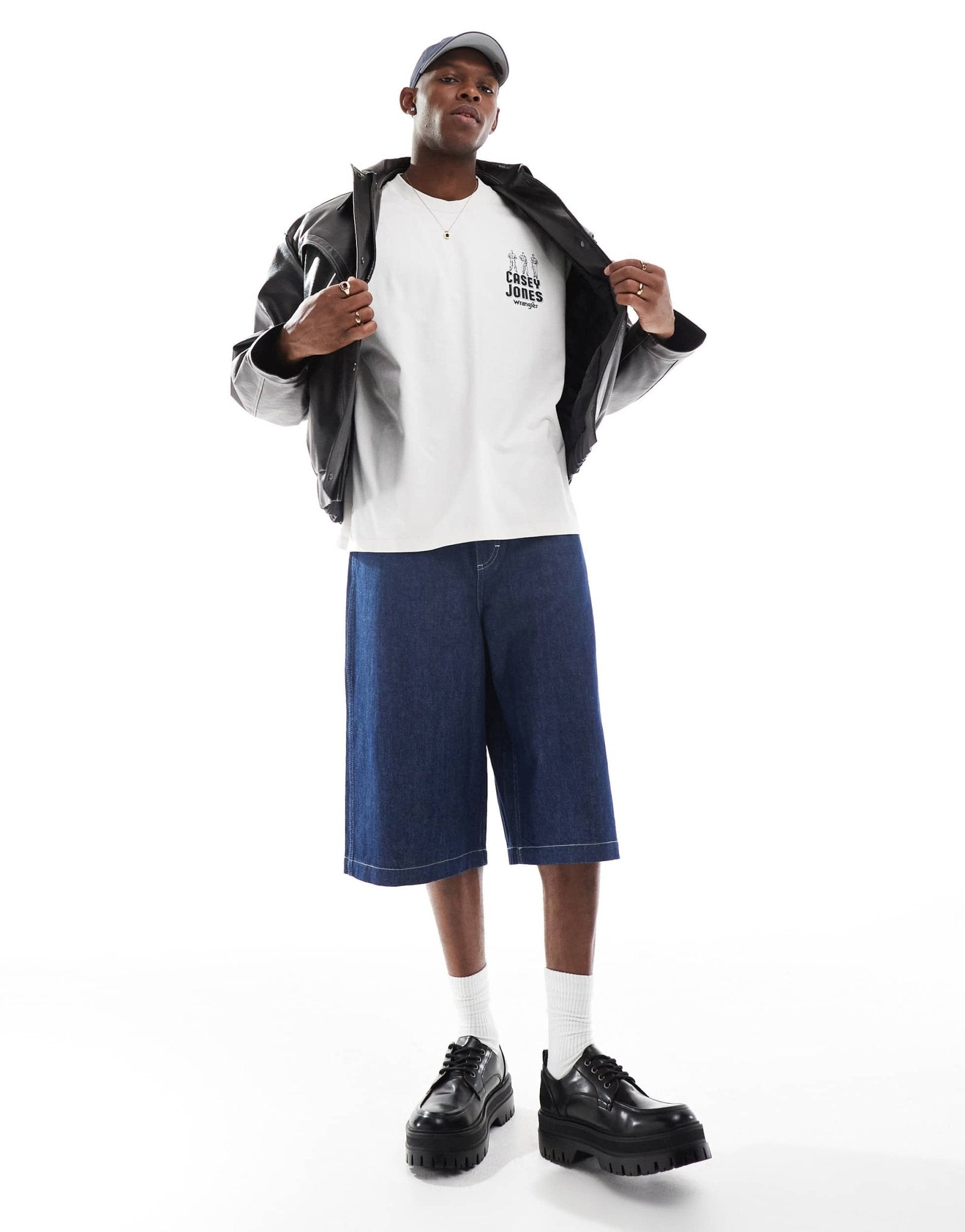 Wrangler Casey Jones workwear skater denim shorts in dark rinse wash - ASOS Sample Sale