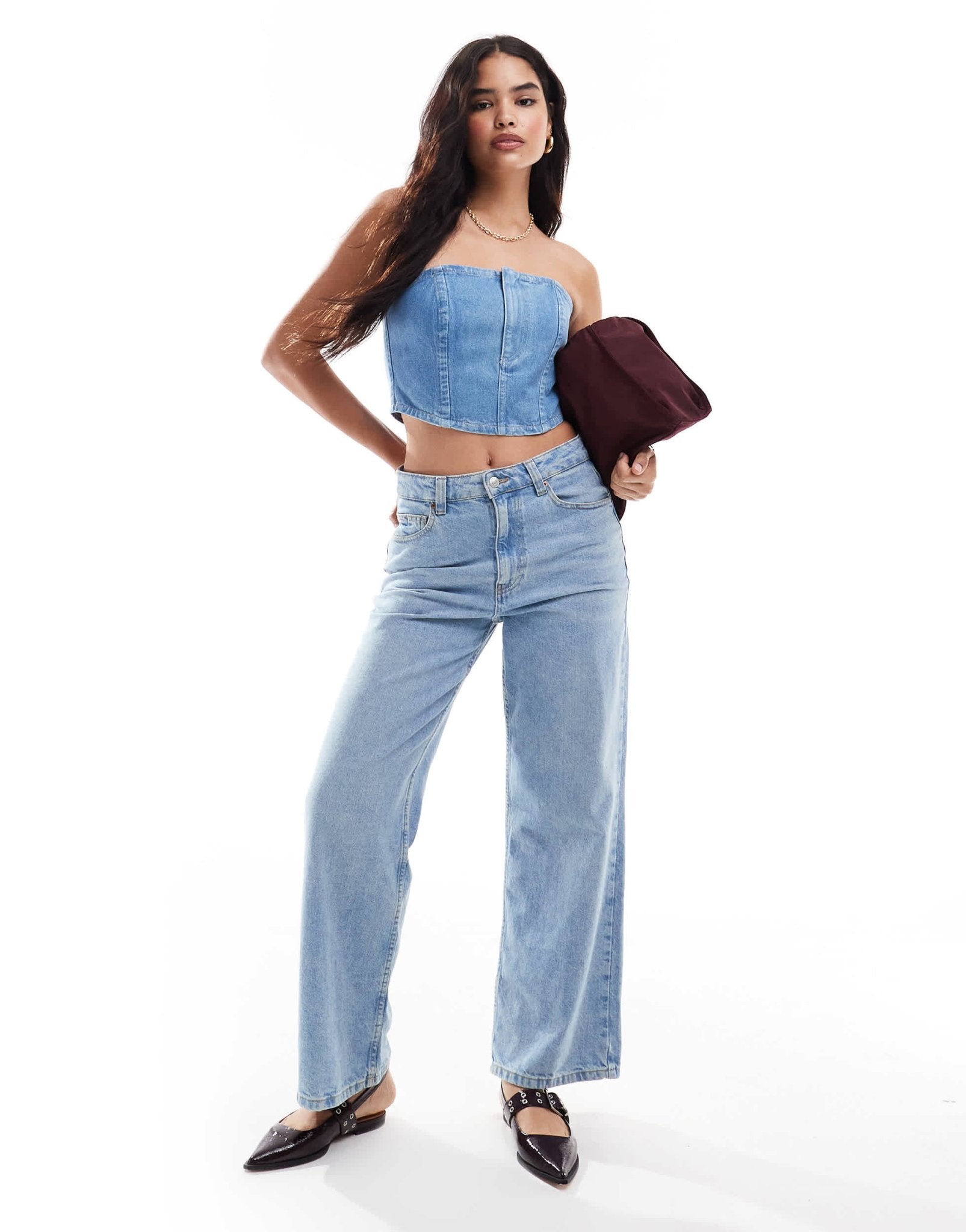 Wrangler denim corset top in light blue - ASOS Sample Sale