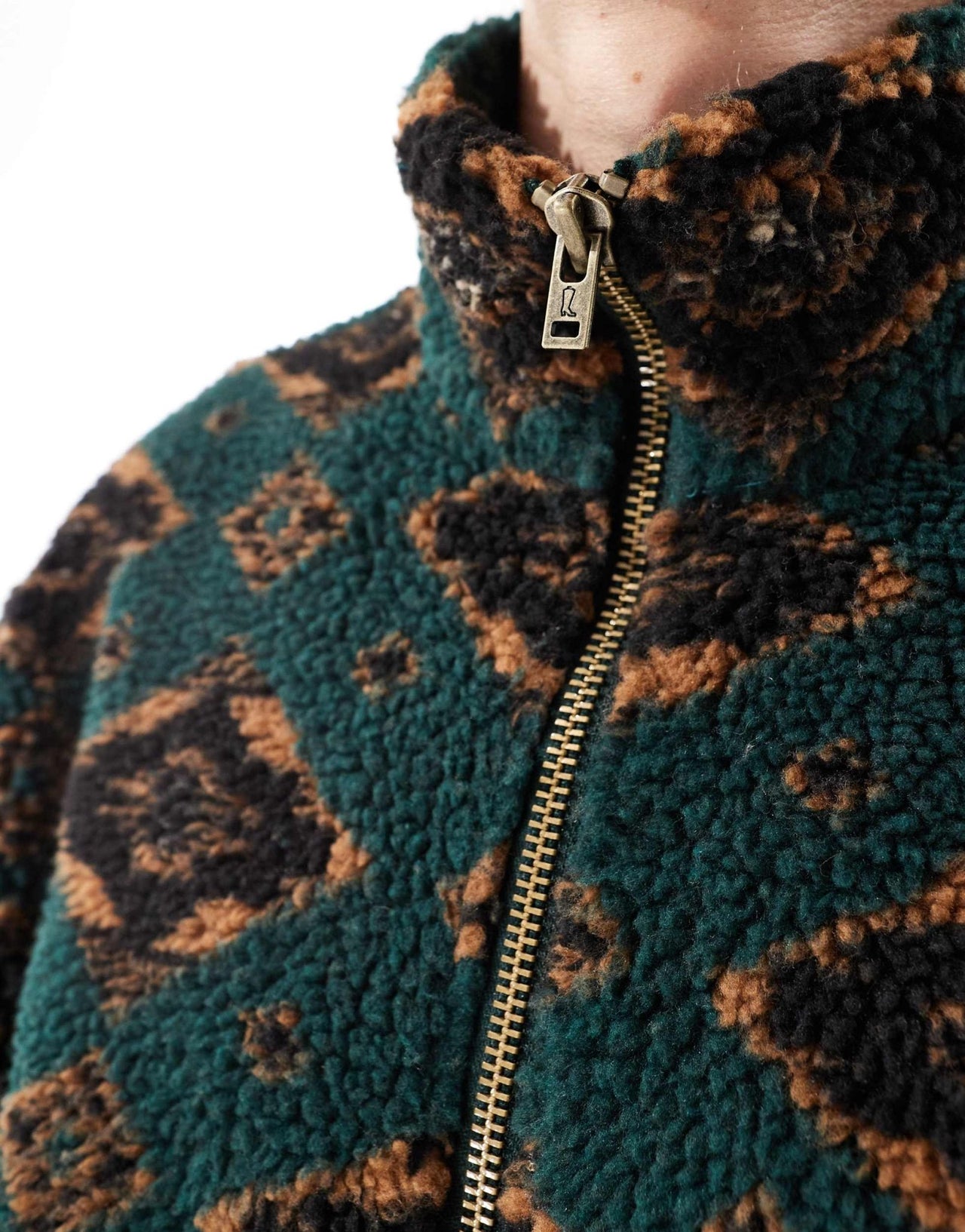 Wrangler diamond print borg sherpa jacket in dark green - ASOS Sample Sale