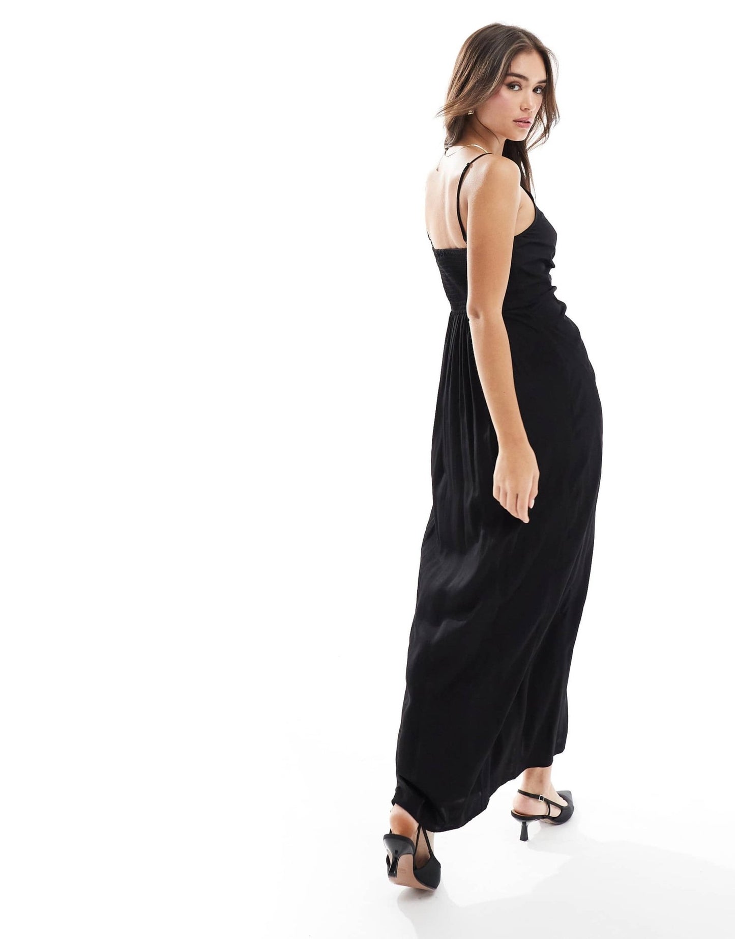YAS cami maxi dress with ruched front in black - BLACK - ASOS Sample Sale