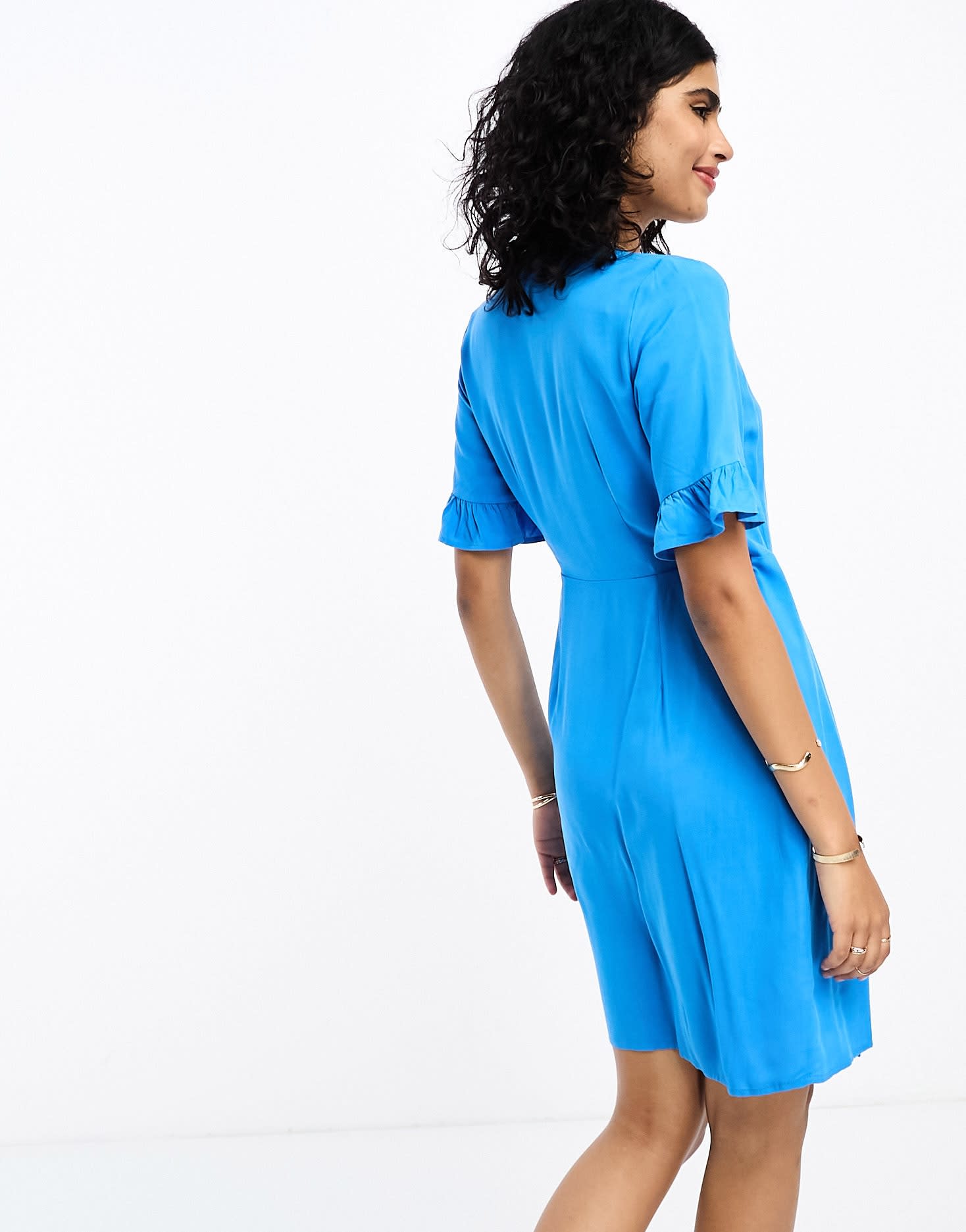 Y.A.S elma mini wrap dress in blue – ASOS Sample Sale