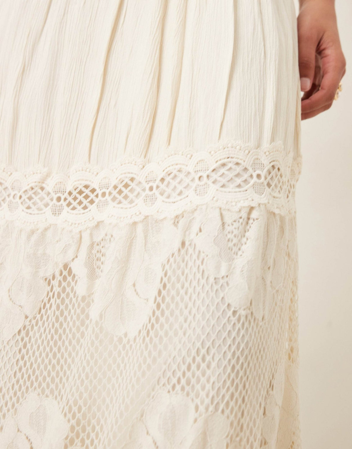 YAS Festival crochet lace insert boho maxi skirt in cream - ASOS Sample Sale
