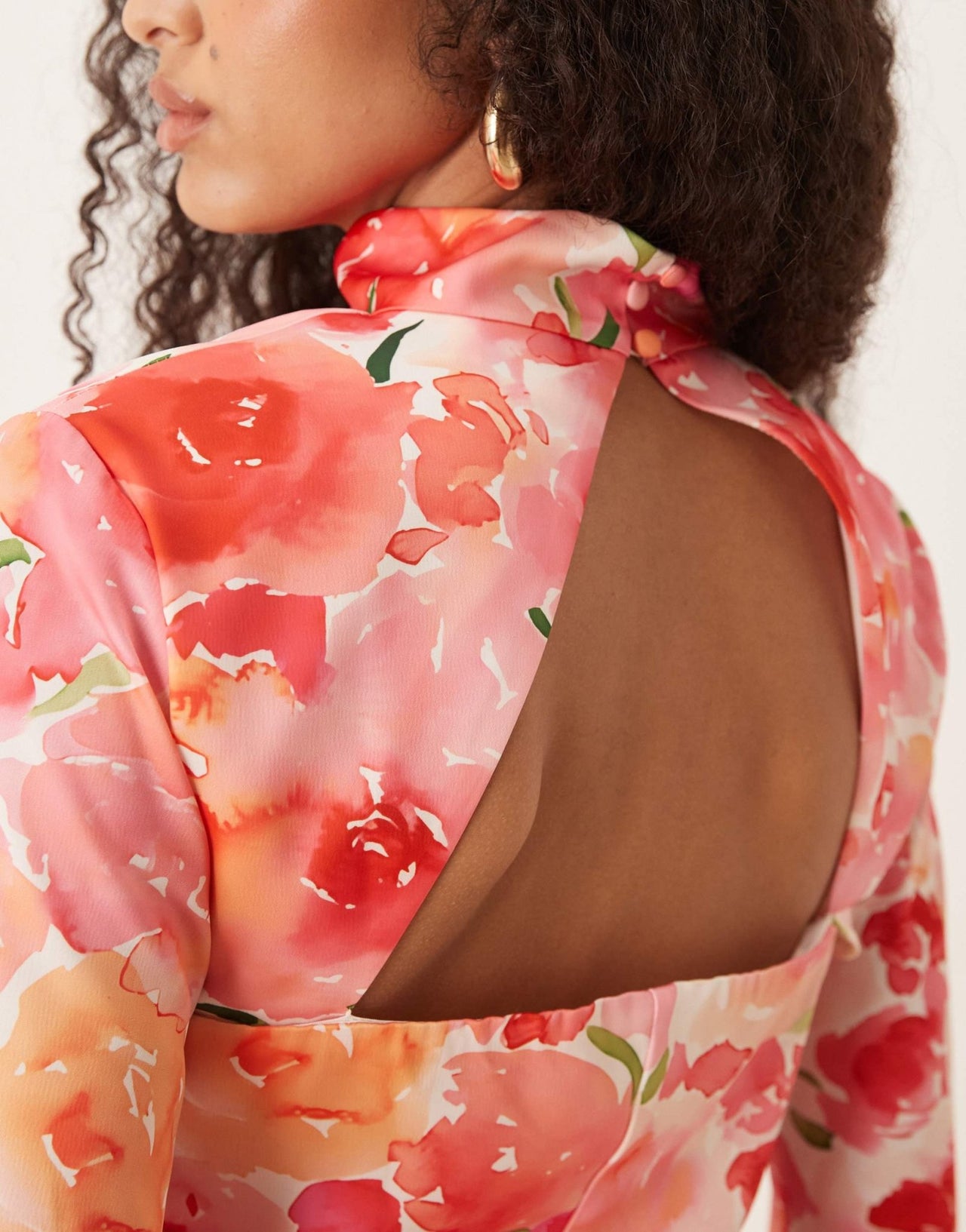 YAS high neck cut out satin mini dress in floral print - ASOS Sample Sale