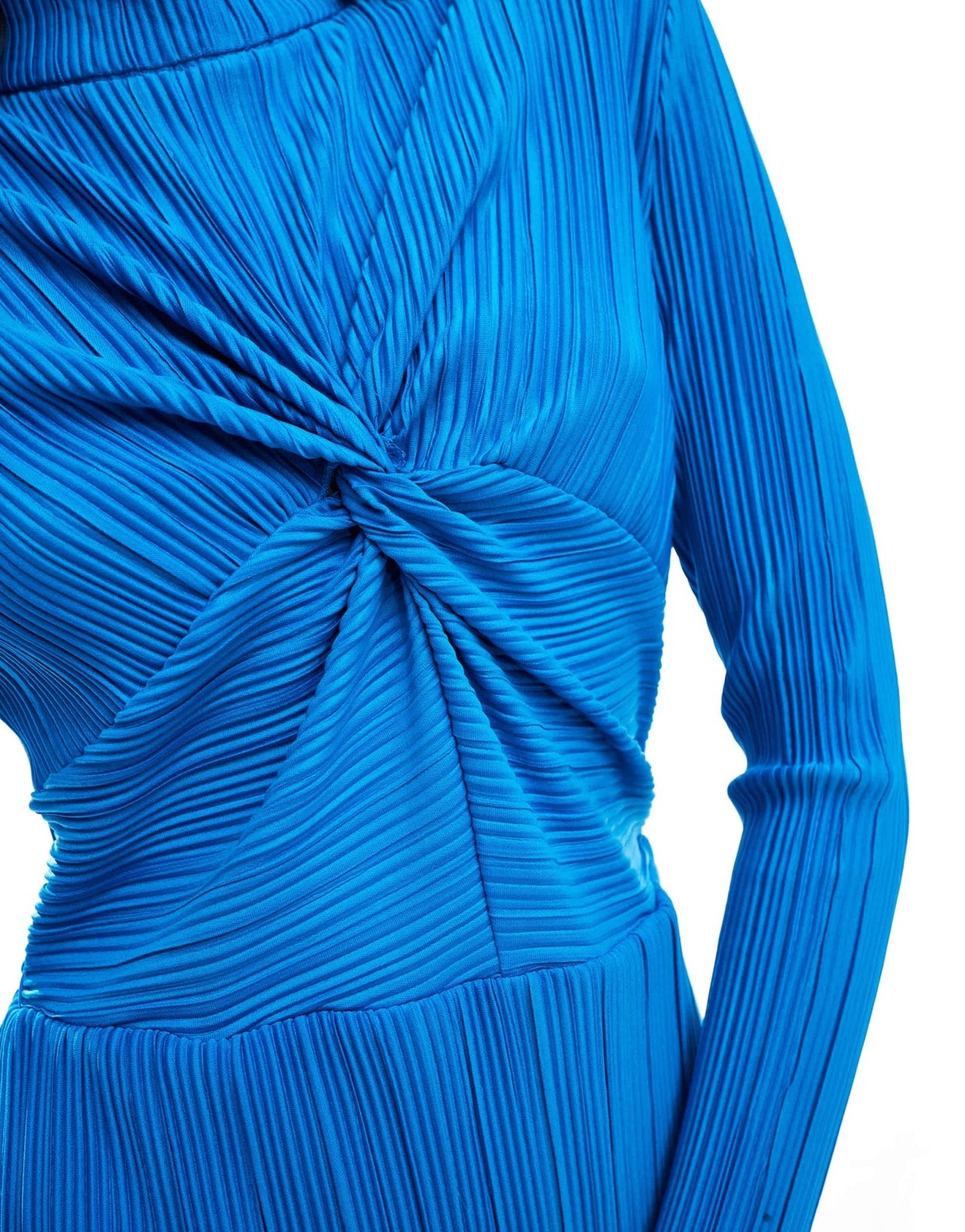 YAS high neck plisse midi dress in blue - ASOS Sample Sale
