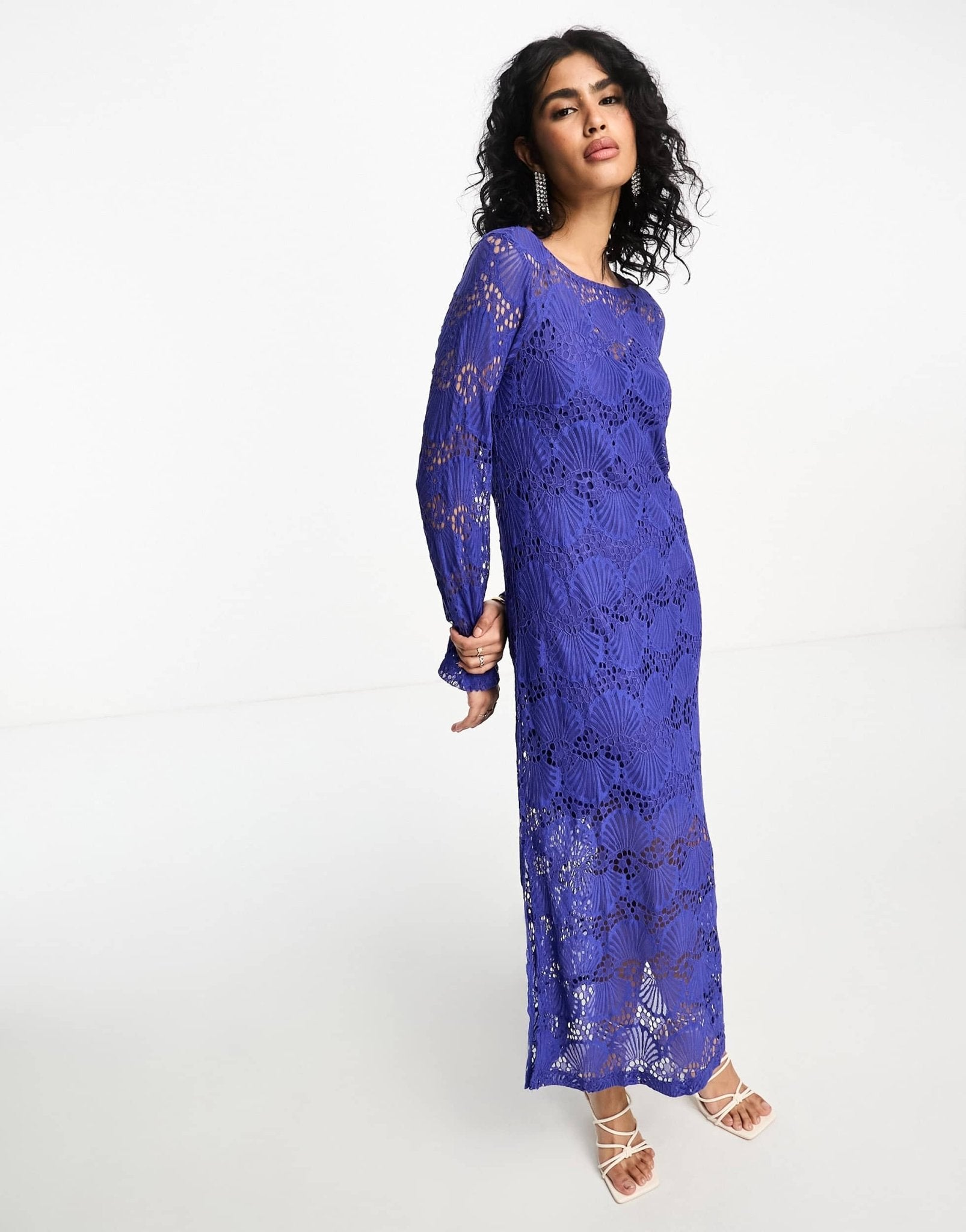 Y.A.S lace maxi dress in ultra deep blue - ASOS Sample Sale