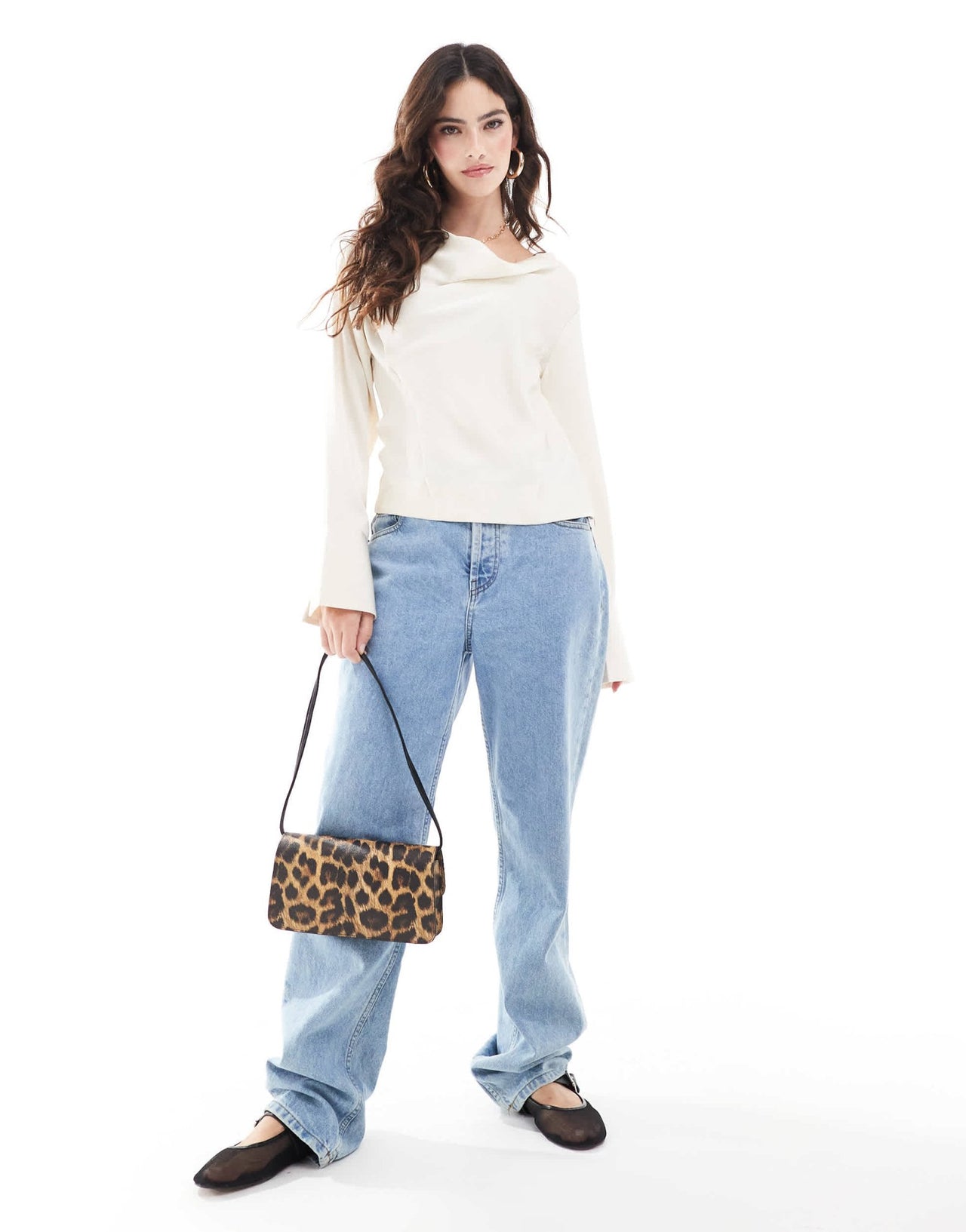 YAS long sleeve satin top in off white - WHITE - ASOS Sample Sale
